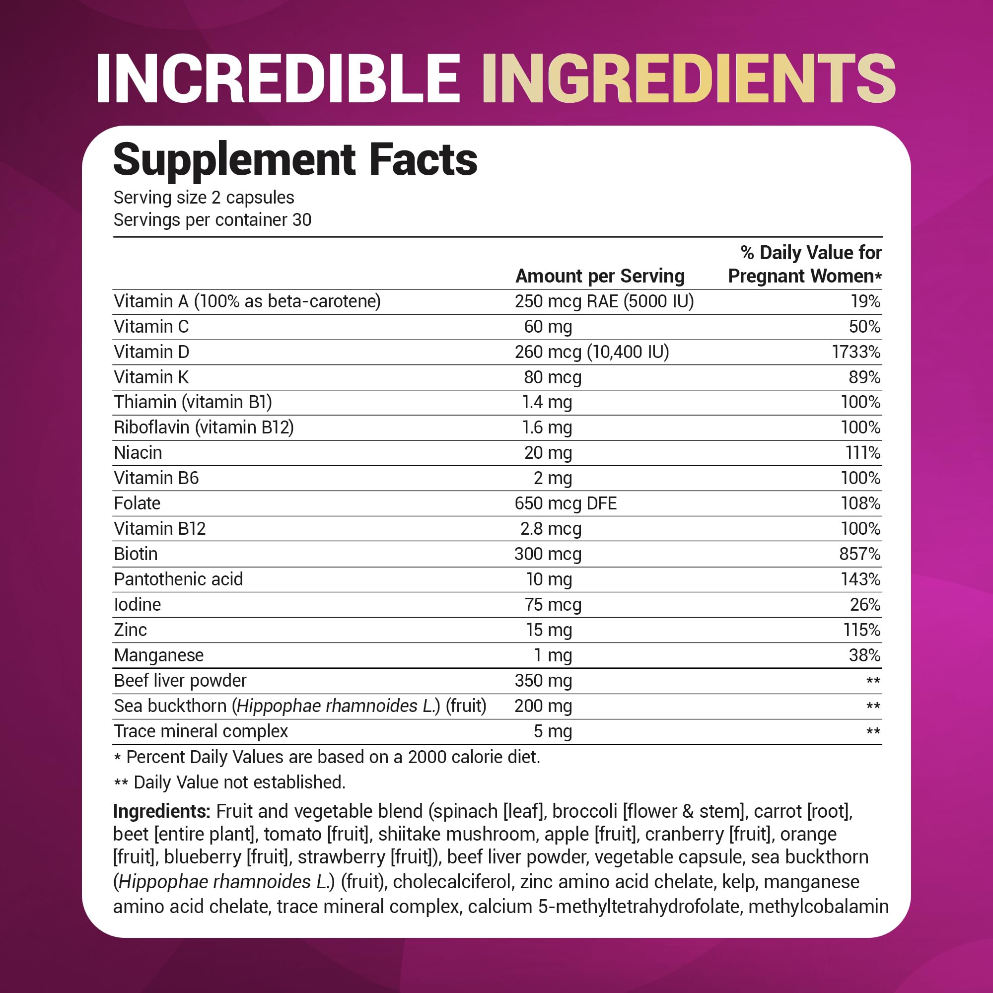 Dr. Berg Natural Prenatal Vitamins for Women (Pregnant & Nursing) - Prenatal Vitamins with Folate, Vitamins, Minerals, Omegas, &11 Powerful Superfoods - Womens Prenatal Multivitamin - 60 Capsules Dr. Berg Nutritionals Au supplements