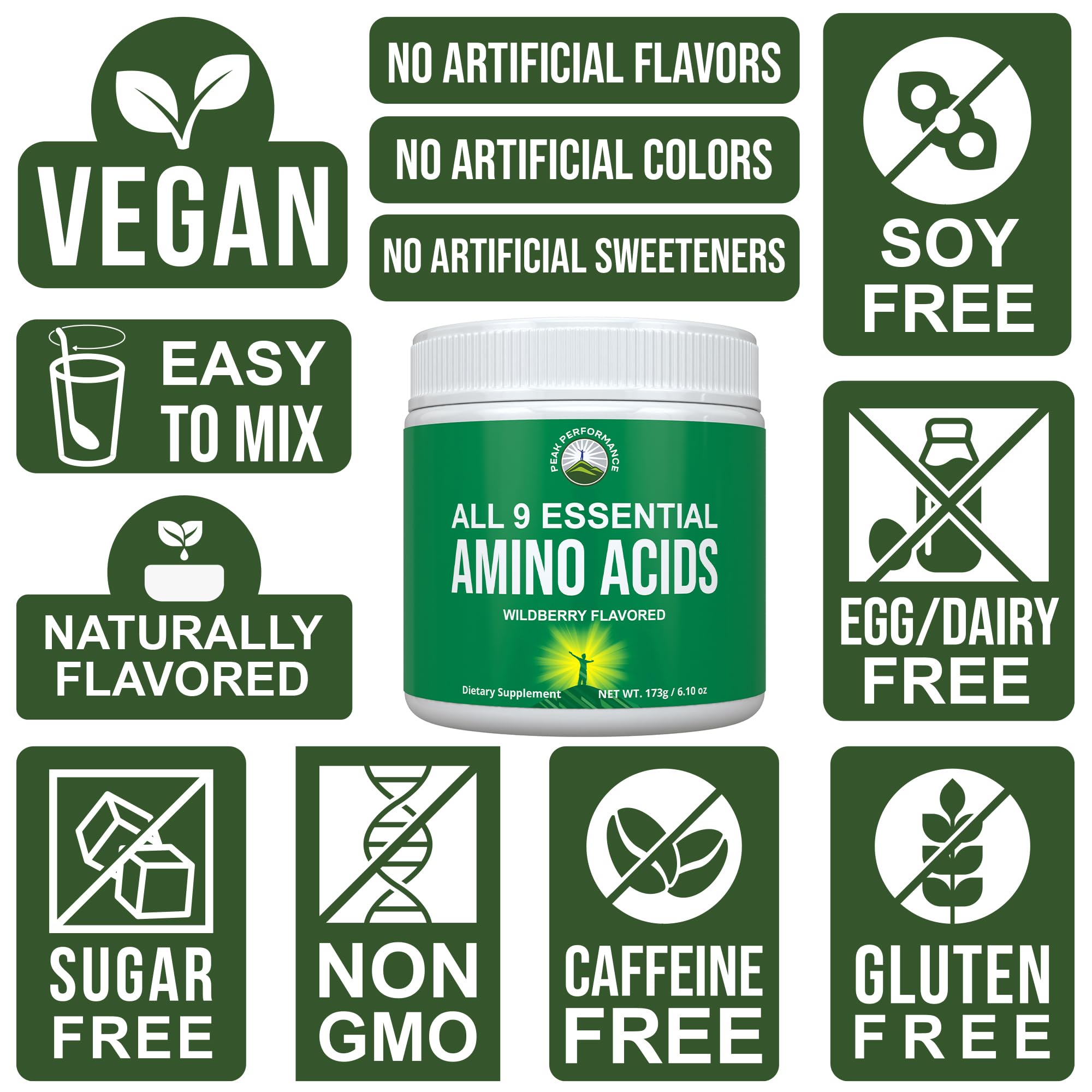 All 9 Essential Amino Acids Powder. Pre + During + Post Workout with EAAs + BCAAs for Energy, Muscle Growth, and Recovery. Non-GMO BCAA and EAA Powders for Men + Women. 3rd Party Tested. Wildberry Peak Performance Au supplements