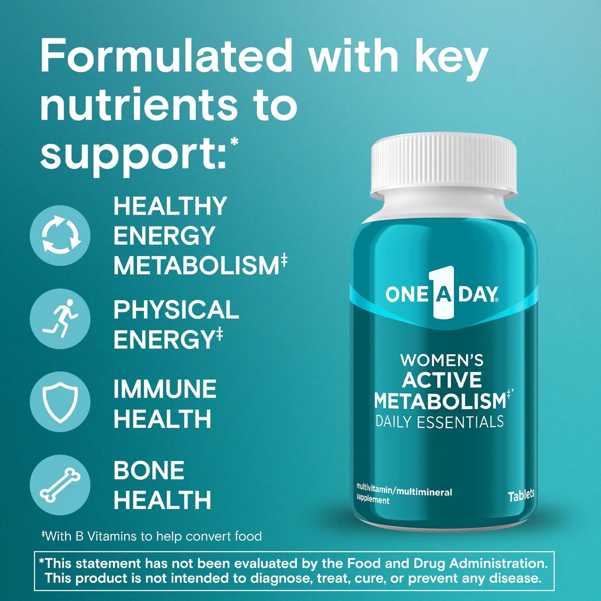 One A Day Women's Active Metabolism Daily Essential, Multivitamin for Women, Metabolism Support, Vitamins for Women with All 8 B-Vitamins ONE A DAY Au supplements