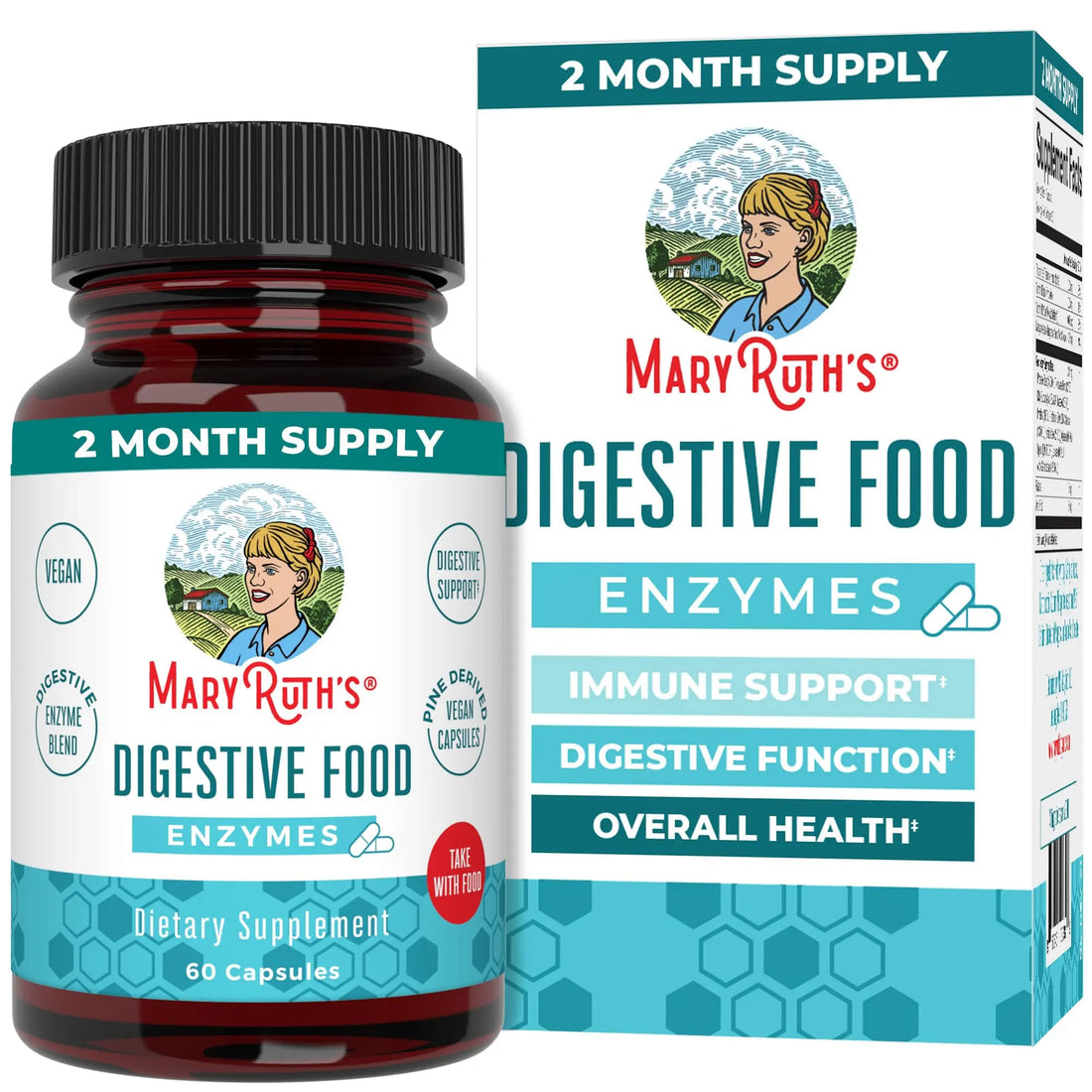 MaryRuth Organics Digestive Enzymes | Up to 2 Month Supply | Vegan Digestive Health Aid and Gut Health Enzyme Complex | Over 12 Enzymes | Vitamins B6 & B12 MARYRUTH'S Au supplements