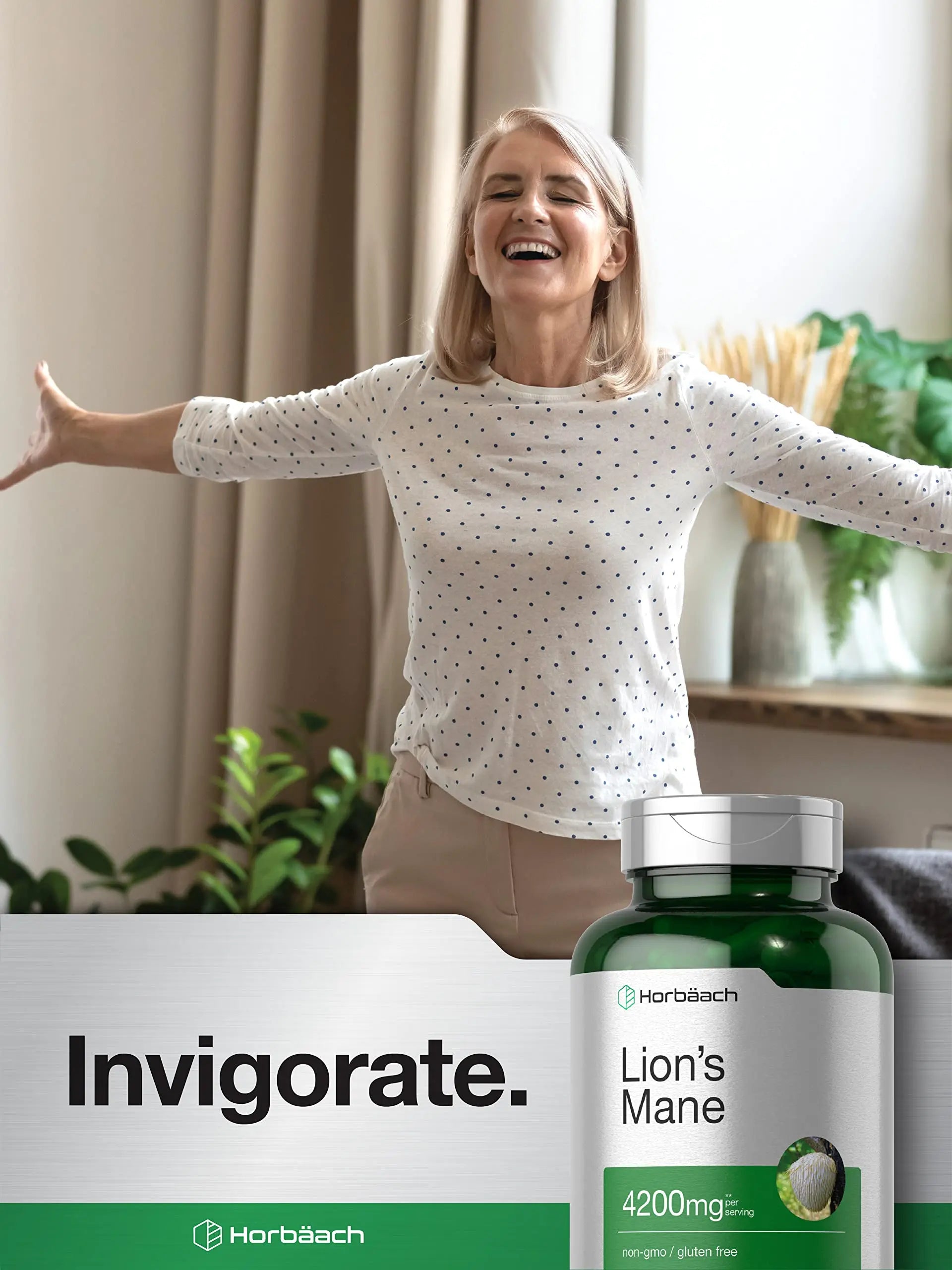 Horbäach Lions Mane Mushroom Extract | 4200mg | 120 Capsules | Vegetarian Horbäach Au supplements