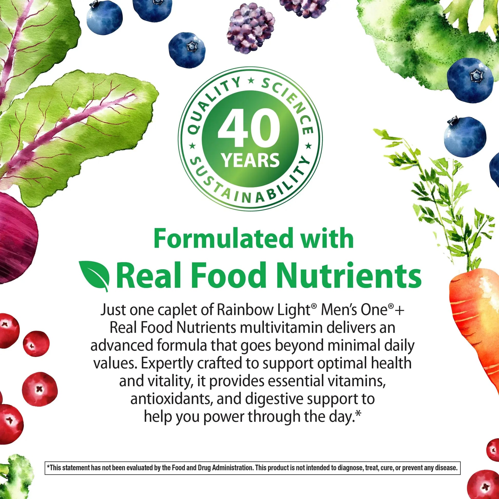 Rainbow Light Mens Multivitamin One + | 150 Caplets | Supports Cellular Energy & Immune Health | with Vitamins C, D, and Zinc | Real Food Nutrients Rainbow Light Au supplements