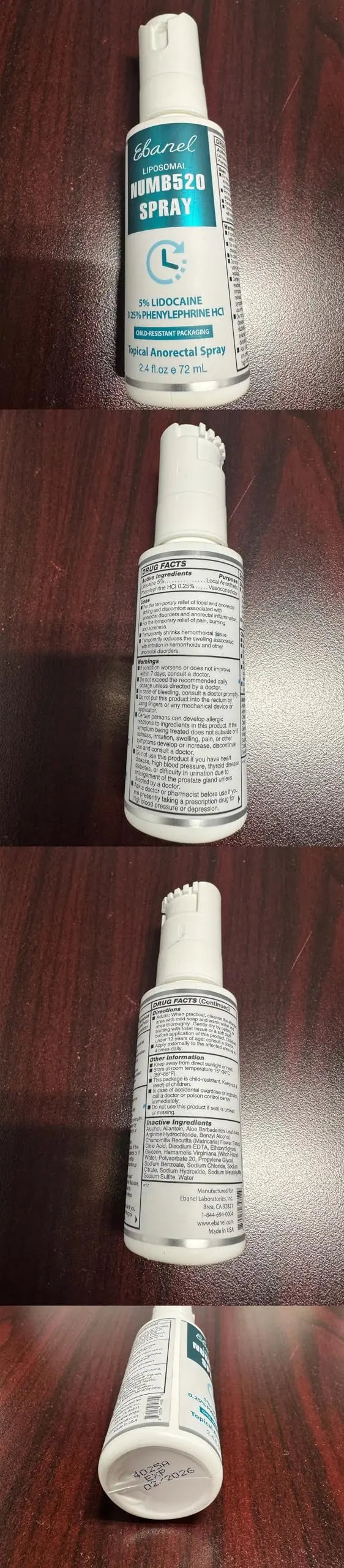 Ebanel 5% Lidocaine Spray Pain Relief Numb520 Burn Itch Relief Numbing Spray for Skin, Topical Anesthetic Postpartum Hemorrhoid Treatment with Phenylephrine for Local and Anorectal Uses EBANEL LABORATORIES Au supplements