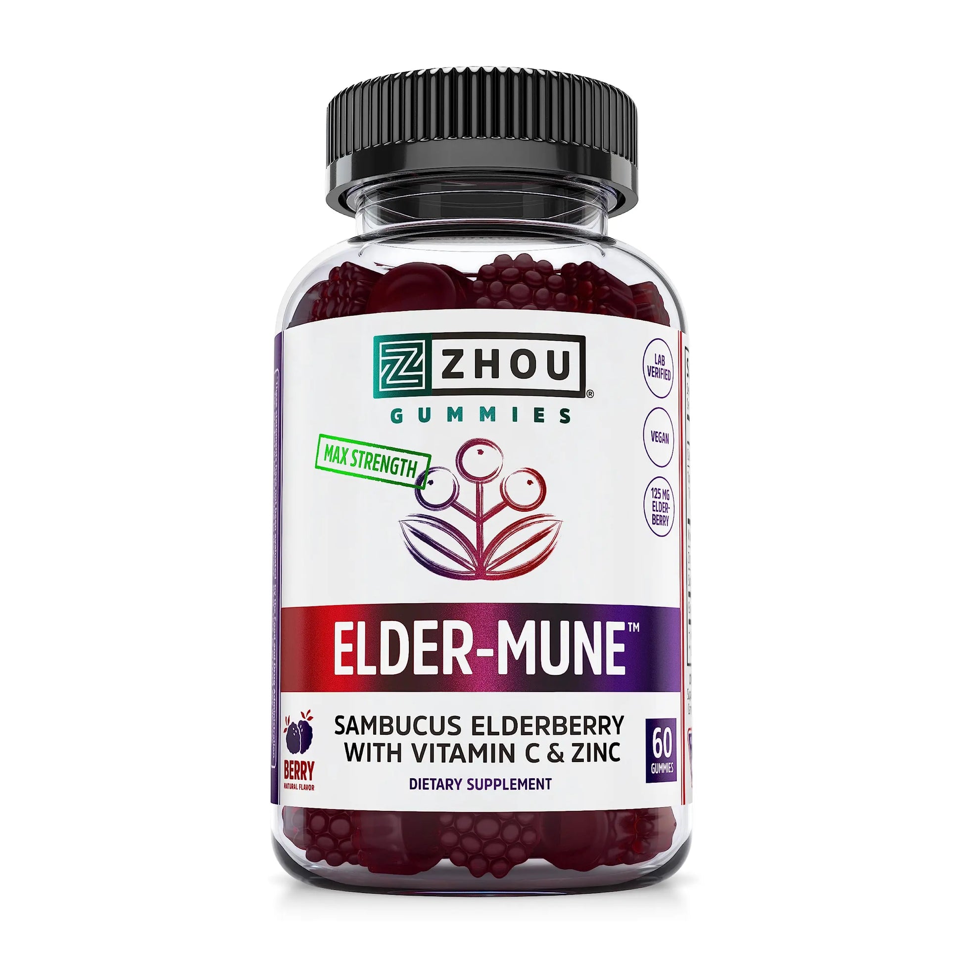 Zhou Nutrition Elder-Mune Sambucus Elderberry Gummies with Zinc and Vitamin C & vH Zhou Nutrition Au supplements