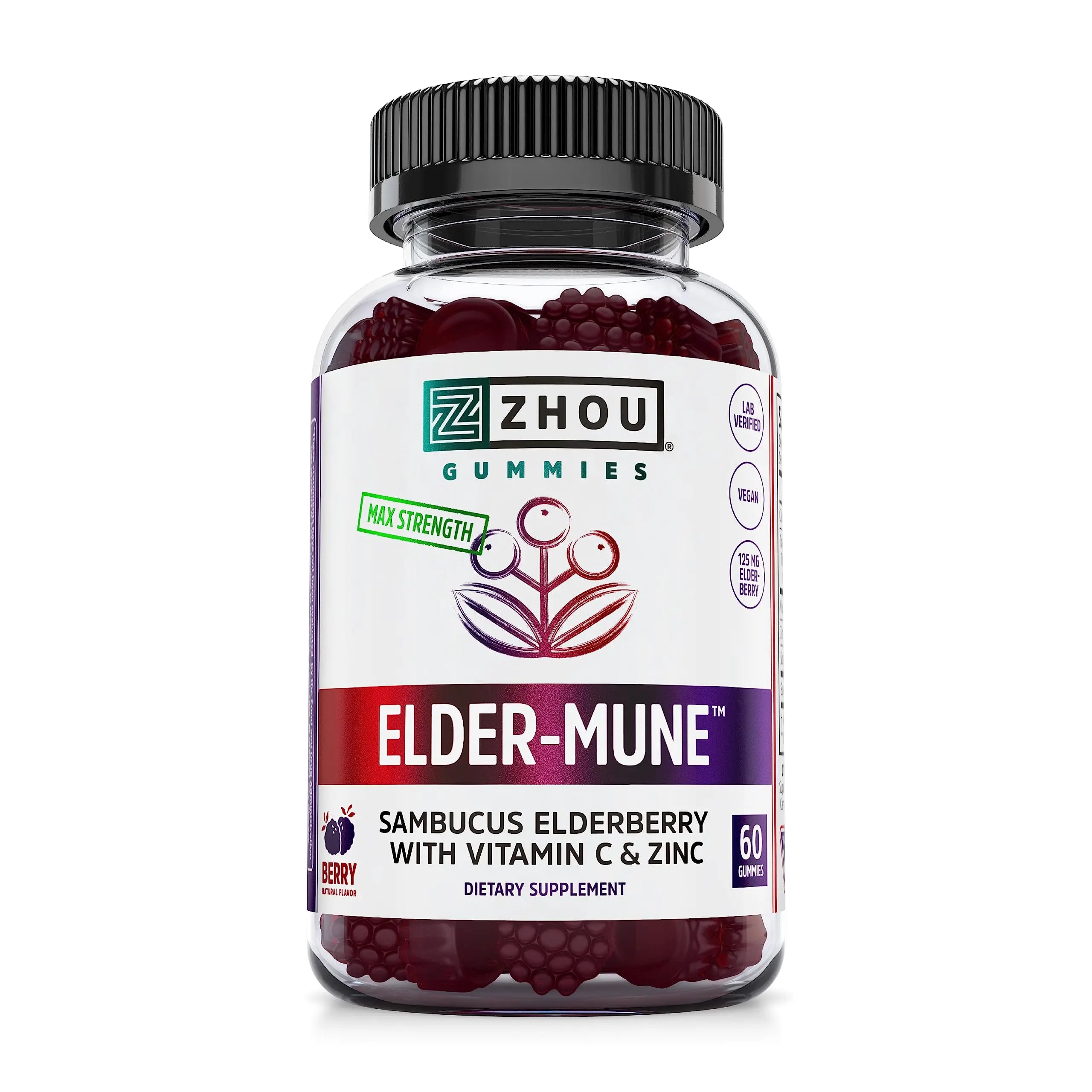 Zhou Nutrition Elder-Mune Sambucus Elderberry Gummies with Zinc and Vitamin C & vH Zhou Nutrition Au supplements