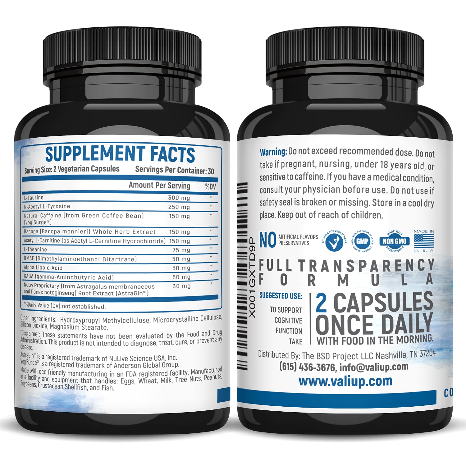 VALI Neuro Force Brain Booster Supplement for Focus, Memory, Clarity & Energy. Extra Strength Nootropic Cognitive Function Support for Mental Performance. with Natural Caffeine. 60 Veggie Capsules VALI Au supplements