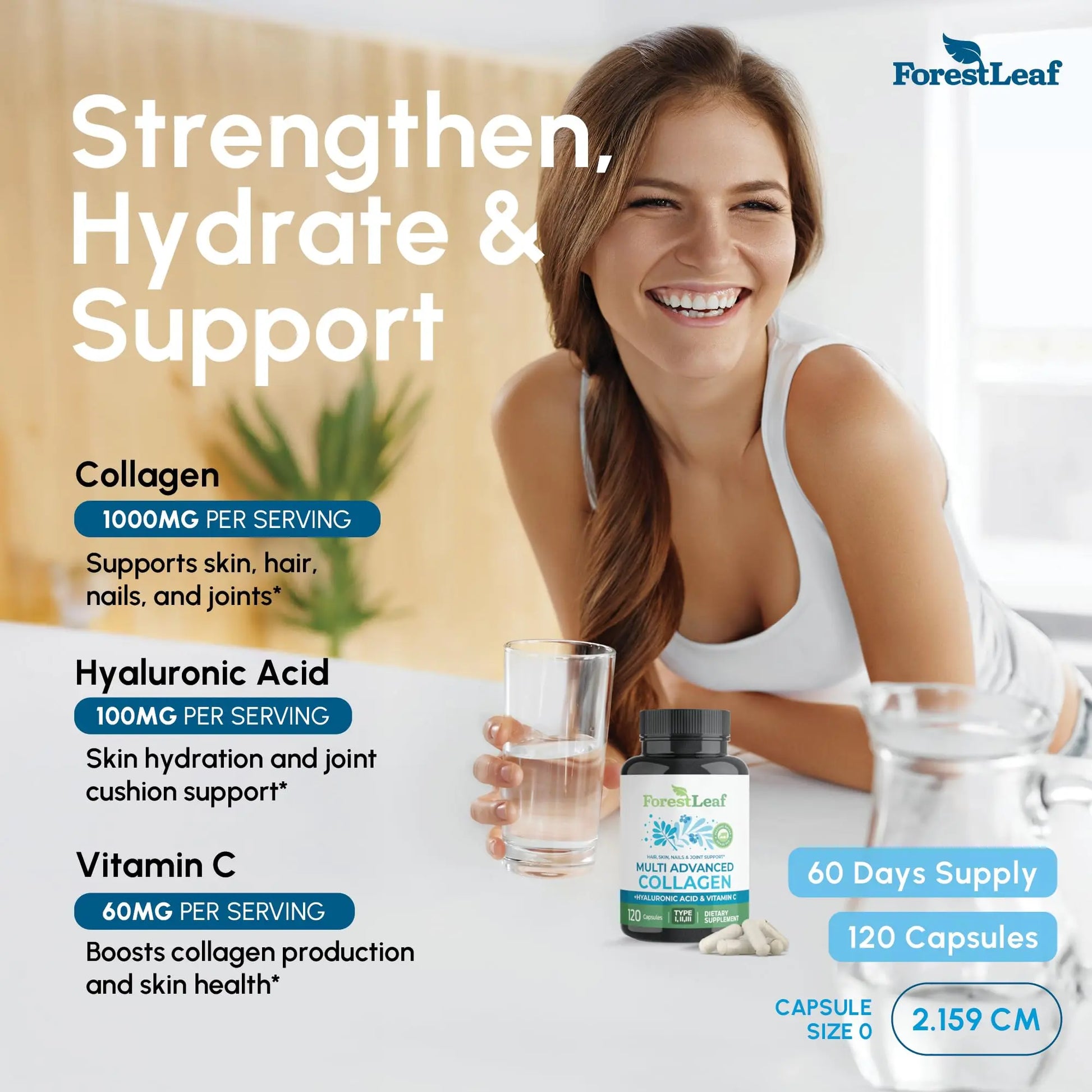 ForestLeaf Multi Collagen Pills with Hyaluronic Acid + Vitamin C | Hydrolyzed Collagen Supplements for Women or Men | Multi Collagen Capsules Peptides for Skin ForestLeaf Au supplements