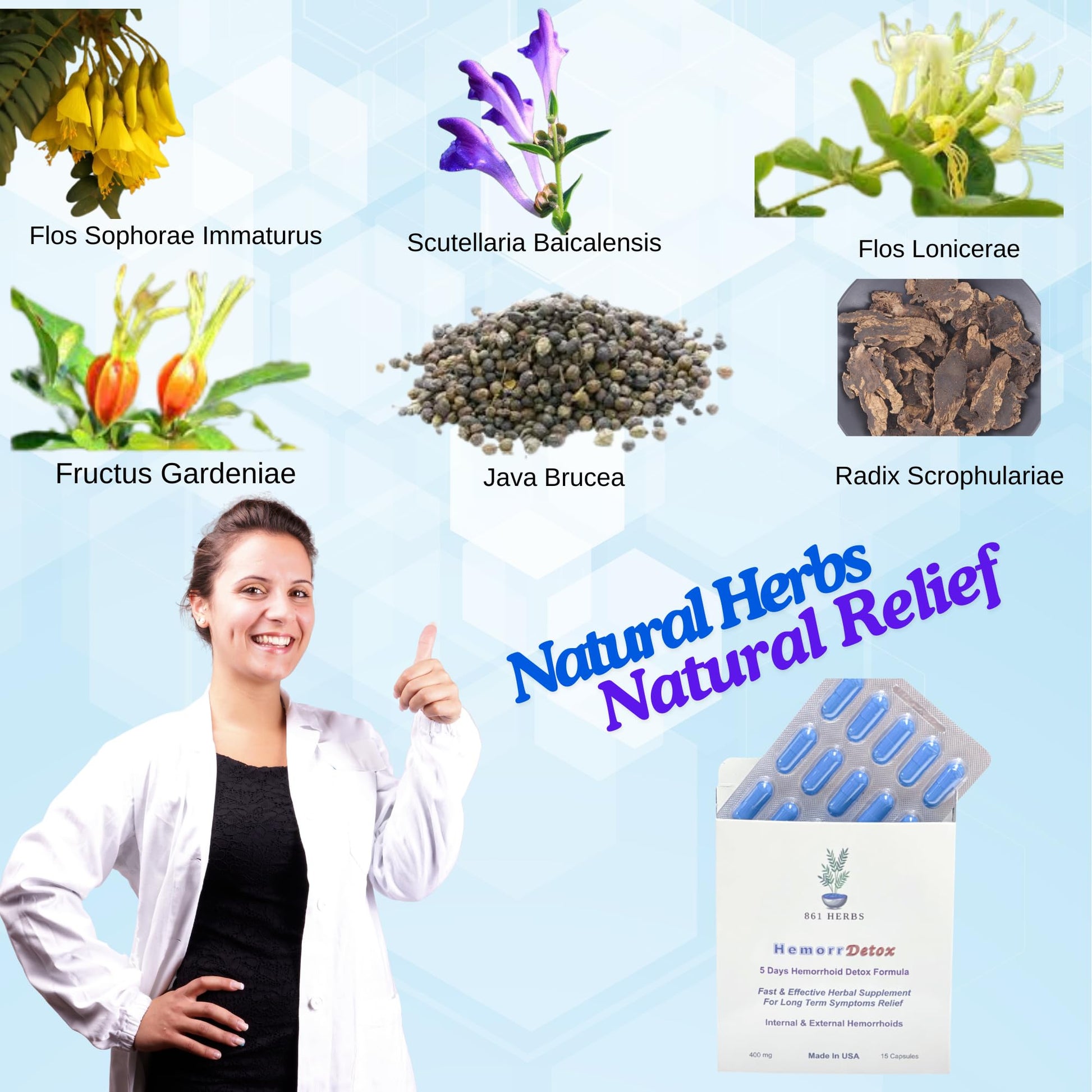 '-5-Day 15 Capsules, Fast & Long-Term Relief, Natual Herbs Formula Remedy, Address Root Causes of Hemorrhoids. 861 HERBS Au supplements
