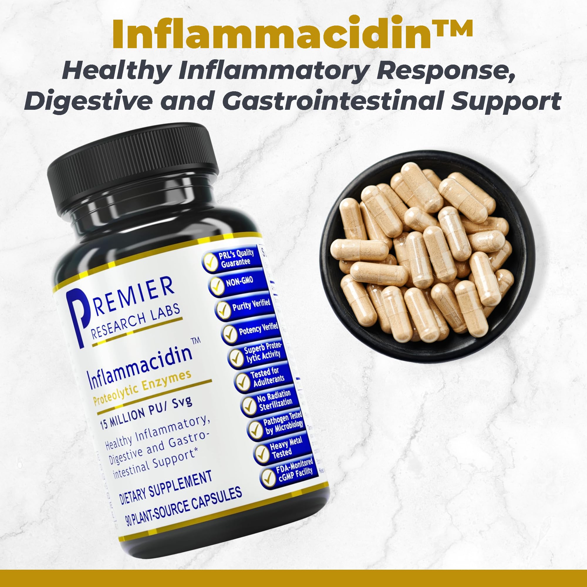 Premier Research Labs Inflammacidin - Digestive Enzymes, Papain from Papaya, and Bromelain Enzymes for Digestion, Plant Enzymes for Women & Men, Vegan Friendly - 90 Vegetarian Capsules Premier Research Labs Au supplements
