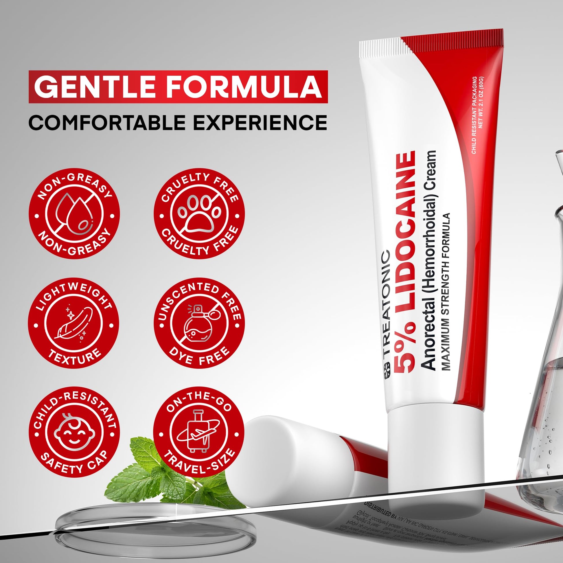 Treatonic 5% Lidocaine Numbing Cream: Lidocaine Cream for Pain Relief, Itching, Burning, Soreness, Hemorrhoid - Maximum Strength Topical Numb Cream - Fast Acting & Long Lasting Numbing Cream - 4.2 oz Treatonic Au supplements