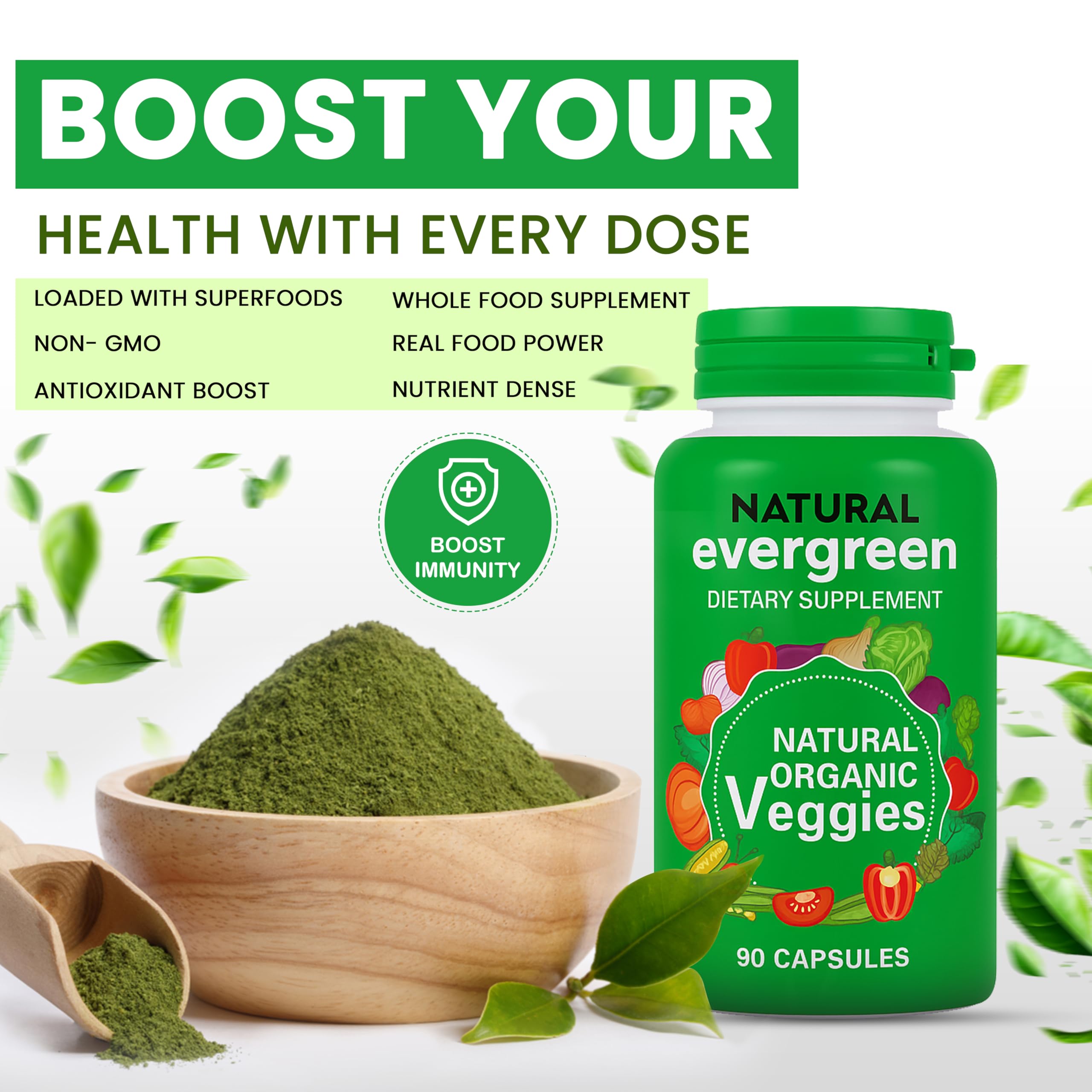 Fruit and Veggies Supplement – 100% Natural Super Greens Blend with Fruits & Vegetables | Veggie Capsules for Adults & Kids | Daily Nutrient Support Packed with Natural Vitamins & Minerals Natural Evergreen Au supplements