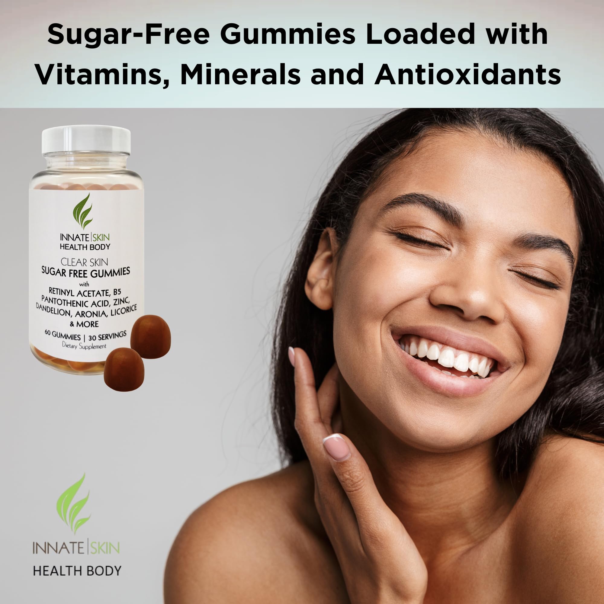 Innate Skin Health Body Clear Skin Acne Gummies - Complexion Supplement, Pantothenic Acid & Antioxidants, Vitamins 60 Count Innate Skin Au supplements