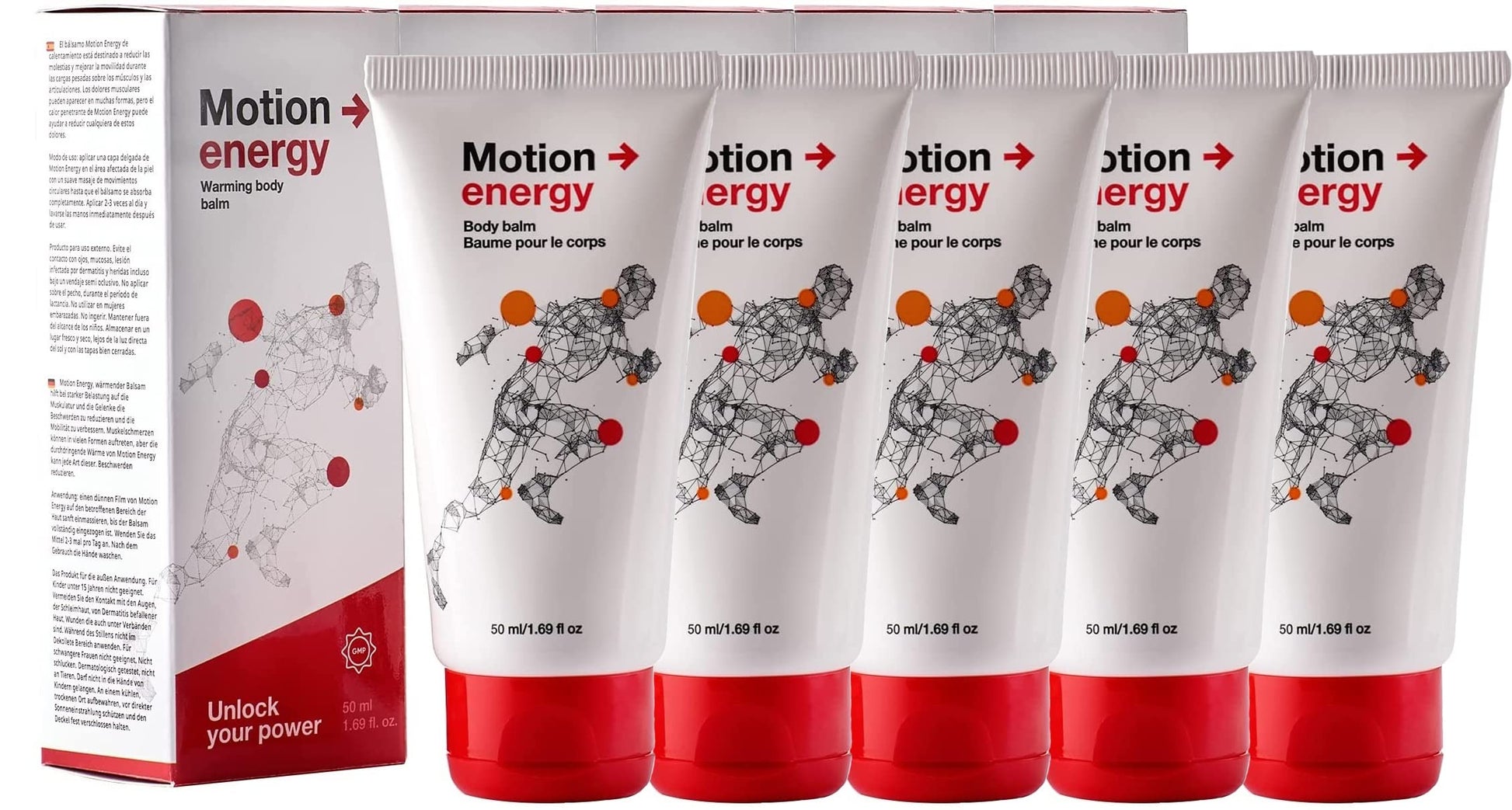 Motion Energy - Body Balm | Eucalyptus, Rosemary, Cinnamon Essential Oils & Ginger | 50 ml | 5 Pack Motion Energy Au supplements