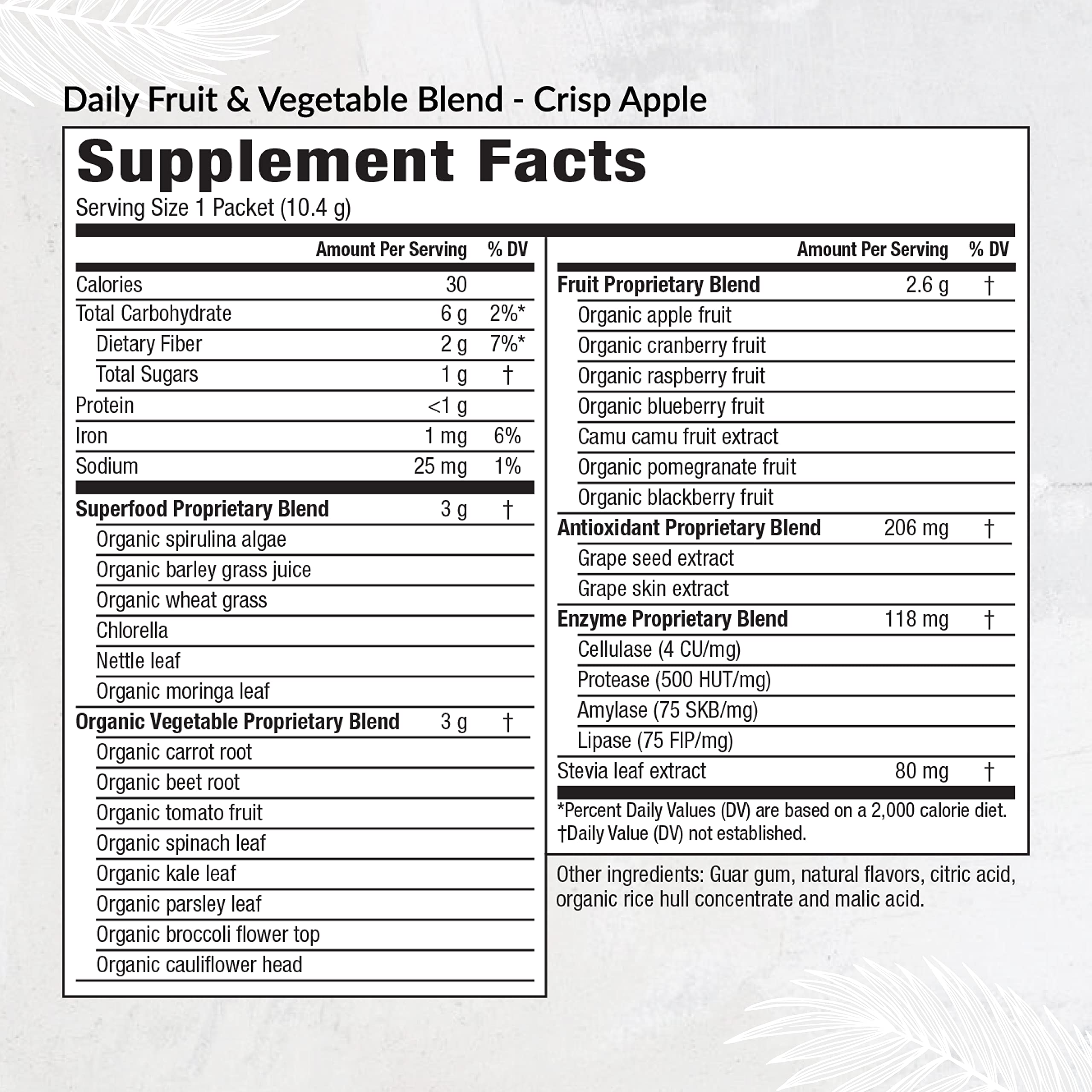 Equilife Daily Fruit & Vegetable Blend, Superfood Antioxidant Supplement, Crisp Apple Flavor with Vitamin C, Fiber, and 9 Essential Amino Acids, Supports Energy, Vegan, 14 Single Serve Packets Equilife Au supplements