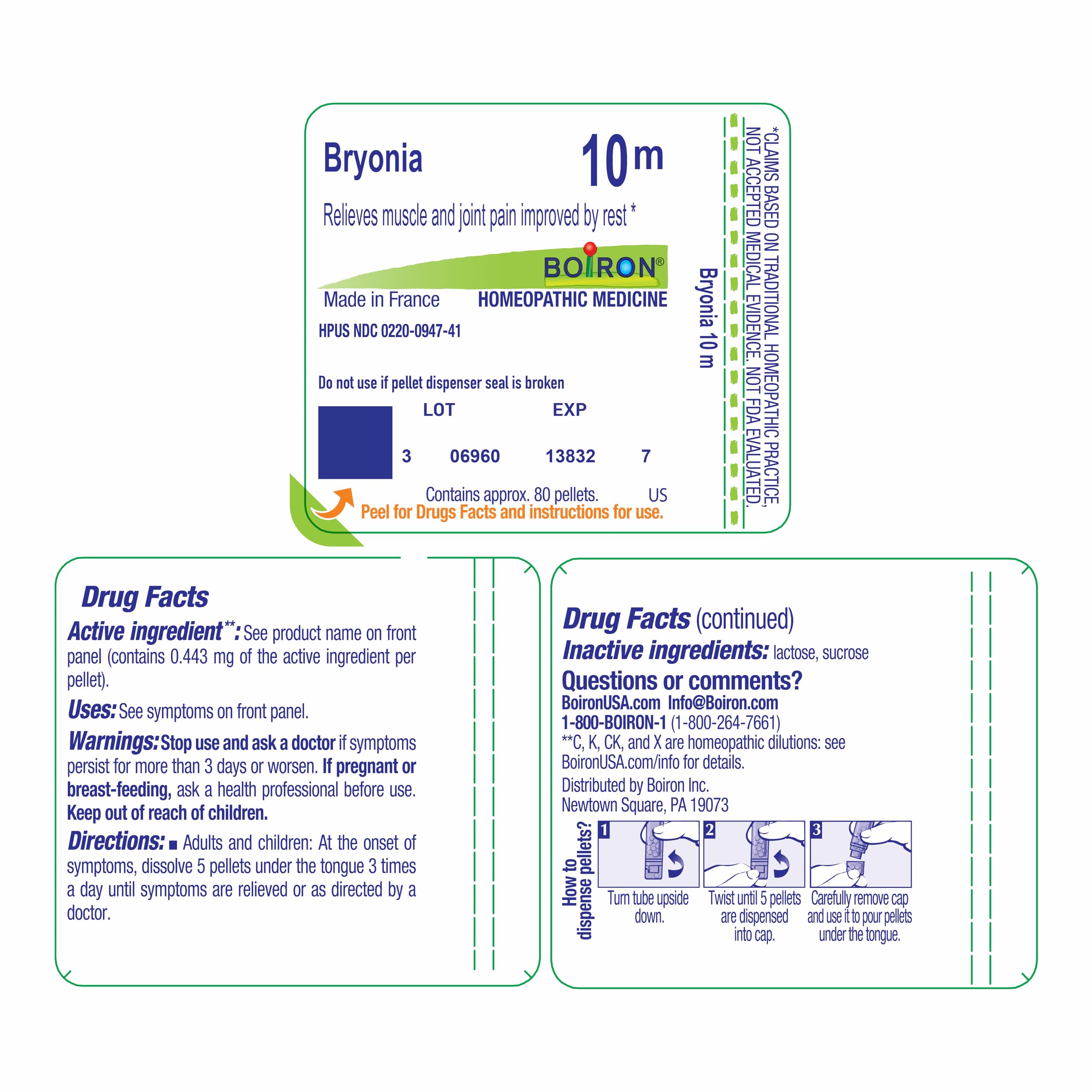 Boiron Bryonia 10M Homeopathic Medicine for Muscle & Joint Pain - 80 Pellets Boiron Au supplements