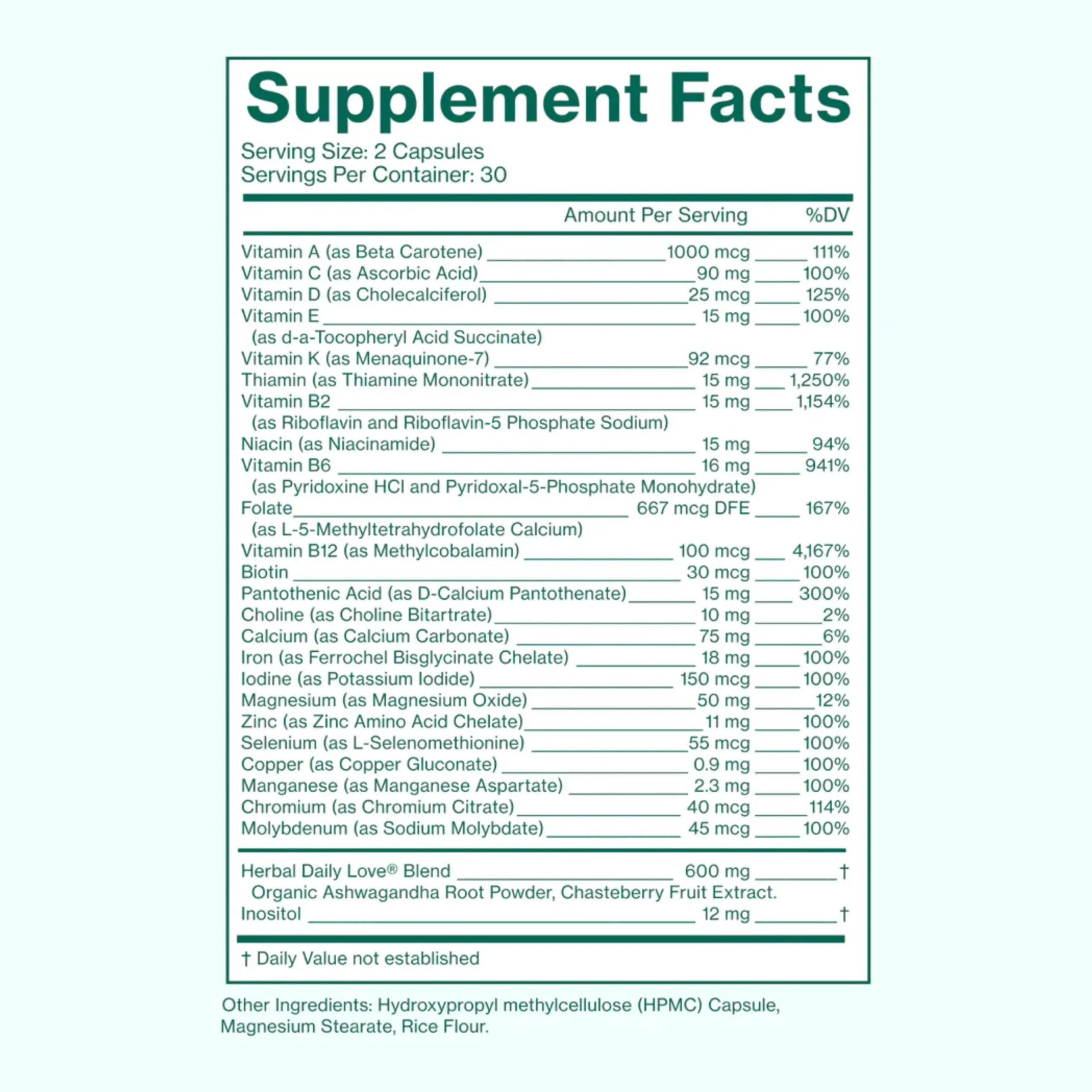 Love Wellness Daily Love Multivitamin for Women | Supports Energy, Cortisol, Immune Health, Stress Relief, & PMS | Complete with Vitamin D, C, Iron, Calcium, Zinc, & Biotin, Magnesium | 60 Count Love Wellness Au supplements
