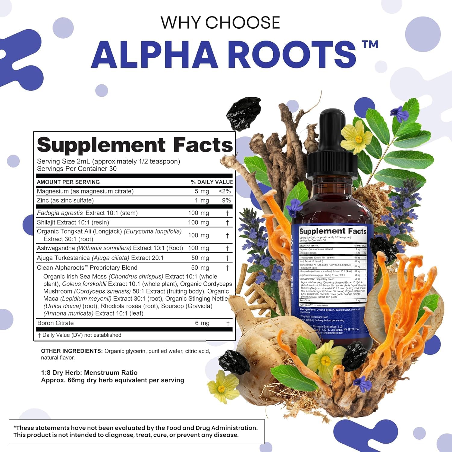 Tongkat Ali Liquid Drops Shilajit, Ashwagandha, Turkesterone, Fadogia Agrestis, Magnesium, Irish Sea Moss, and Zinc Herbal Supplement by Clean Nutra Clean Nutraceuticals Au supplements