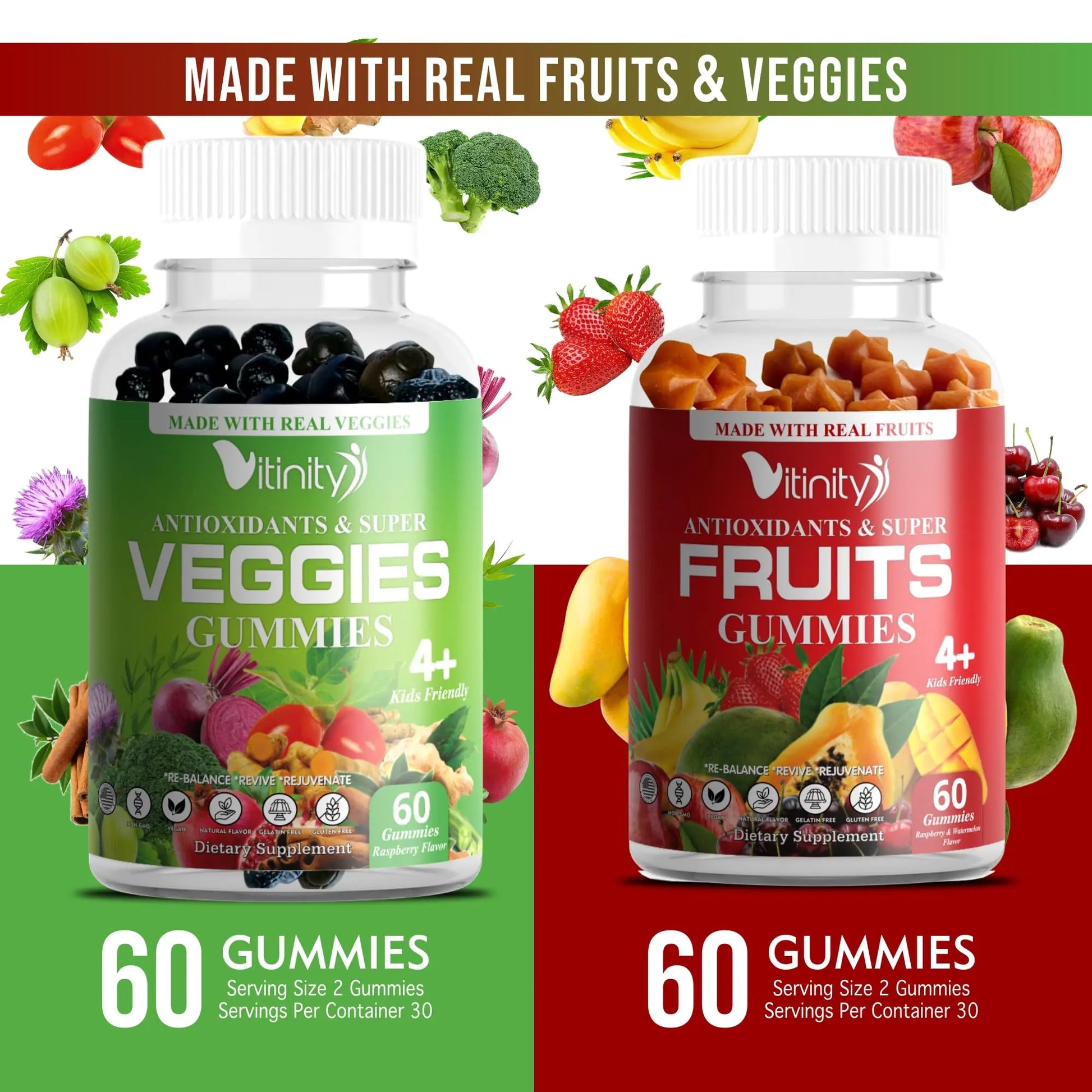 VITINITY Made with Real Fruit-Real Veggie Gummies-Superfood Vegetable Vitamin Sup VITINITY Au supplements