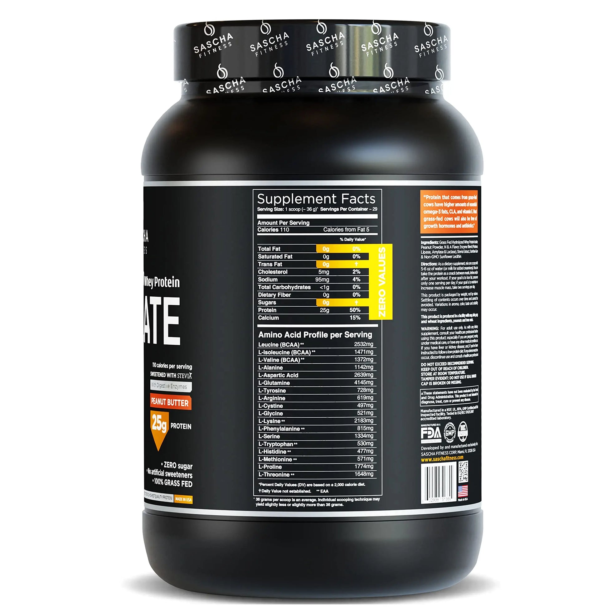 SASCHA FITNESS Hydrolyzed Whey Protein Isolate,100% Grass-Fed ,2.3 Pounds SASCHA FITNESS Au supplements