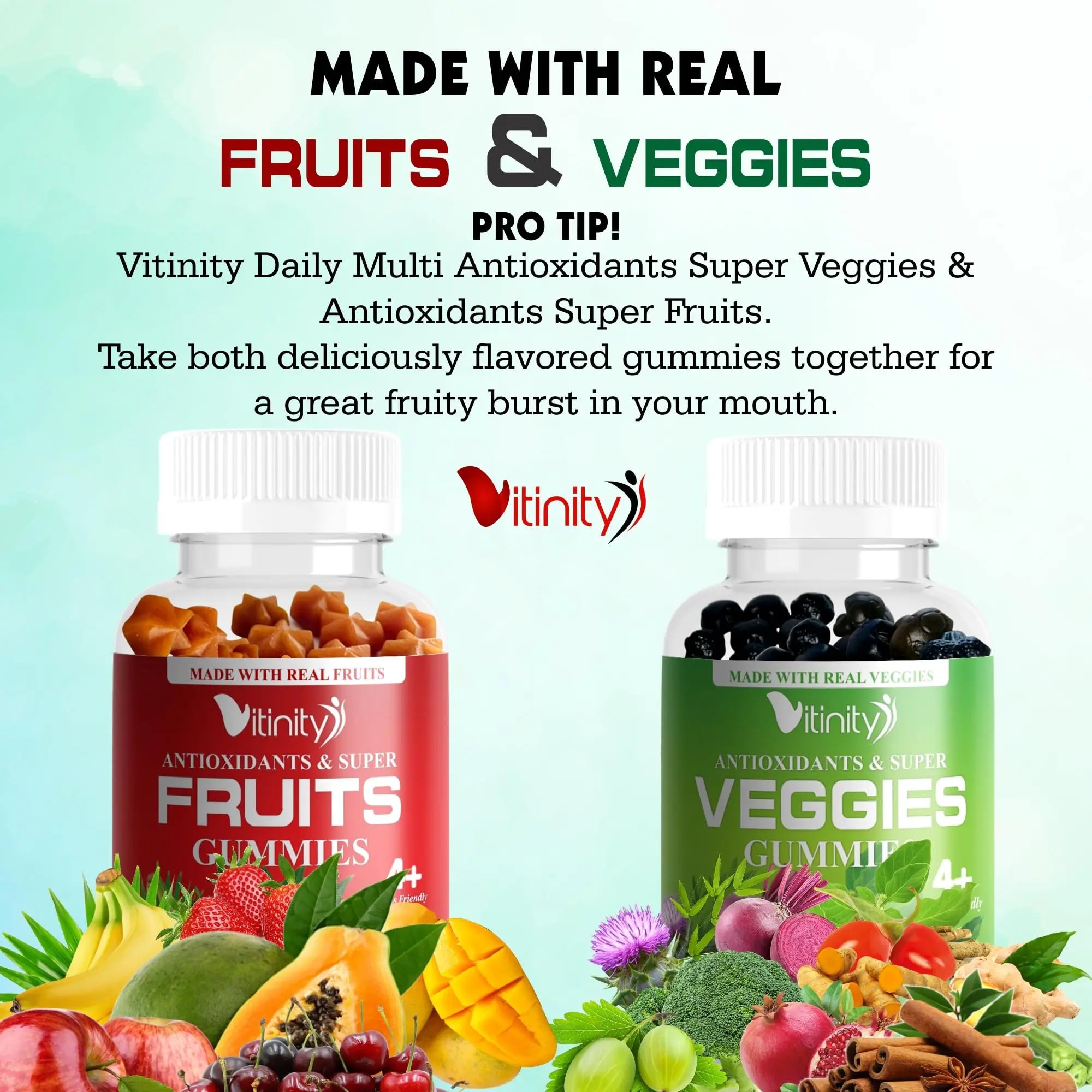VITINITY Made with Real Fruit-Real Veggie Gummies-Superfood Vegetable Vitamin Sup VITINITY Au supplements