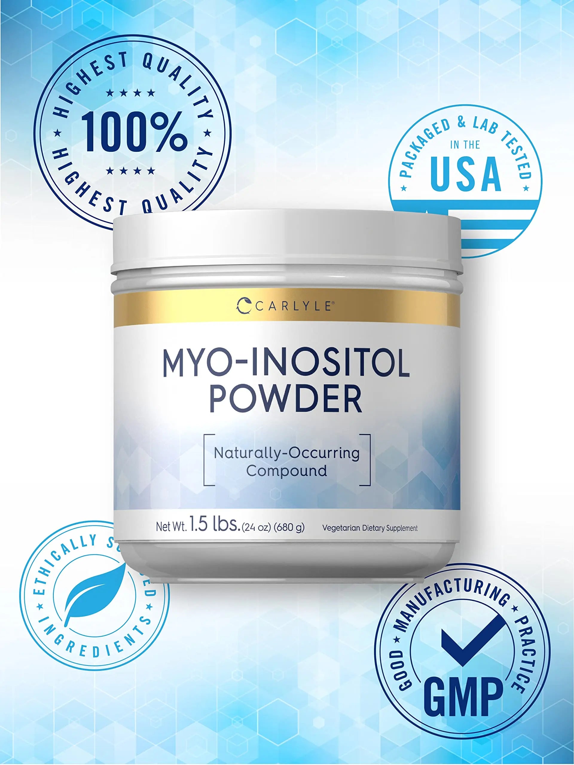 Carlyle Myo-Inositol Powder Supplement | 1.5 lbs | Naturally Occuring Compound Carlyle Au supplements