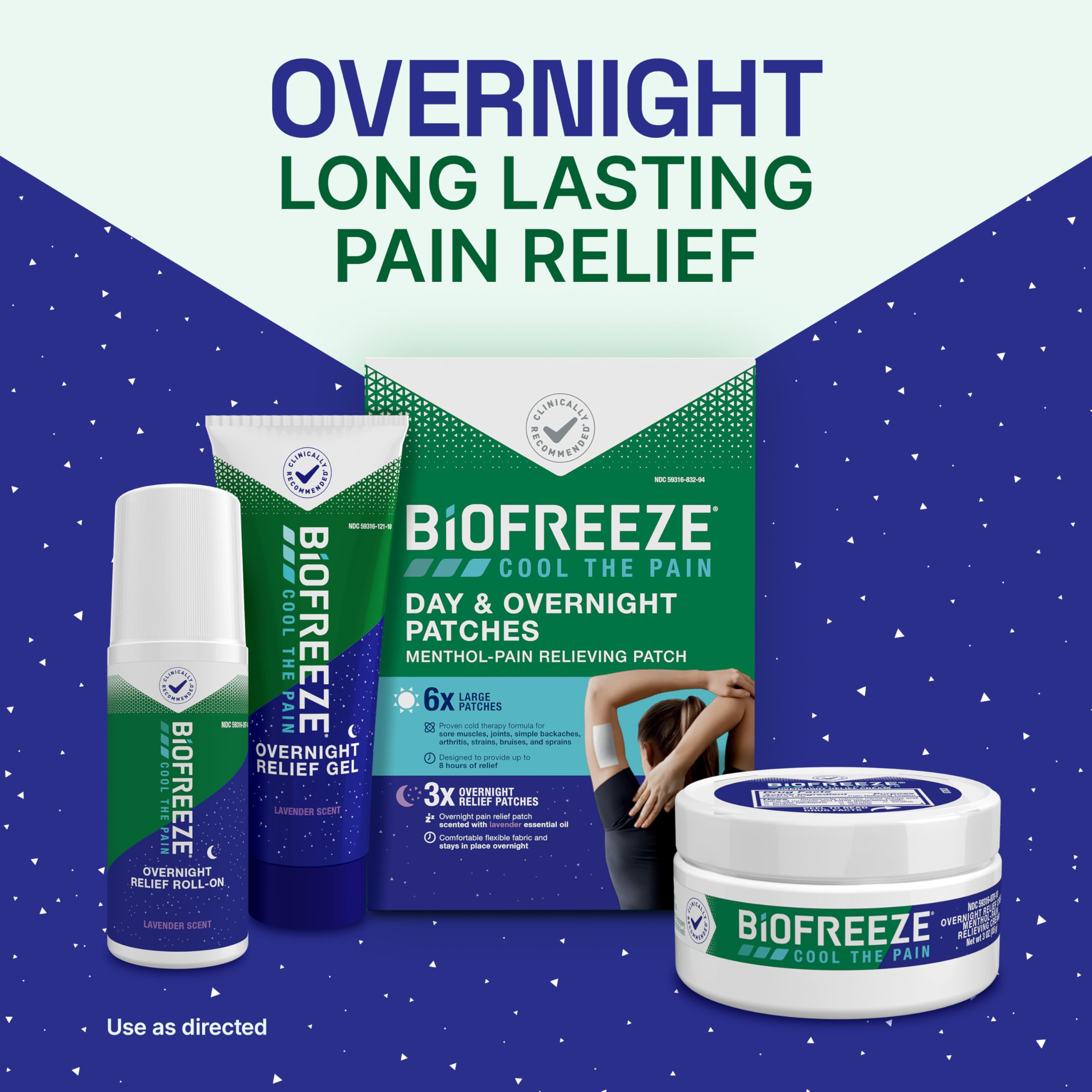 Biofreeze Day & Overnight Pain Relief Patches, Menthol Pain Patches for Arthritis & Muscle Pain Relief, Comfortable & Flexible Fabric Stays in Place, 9 Patches (6 Day, 3 Night) Biofreeze Au supplements