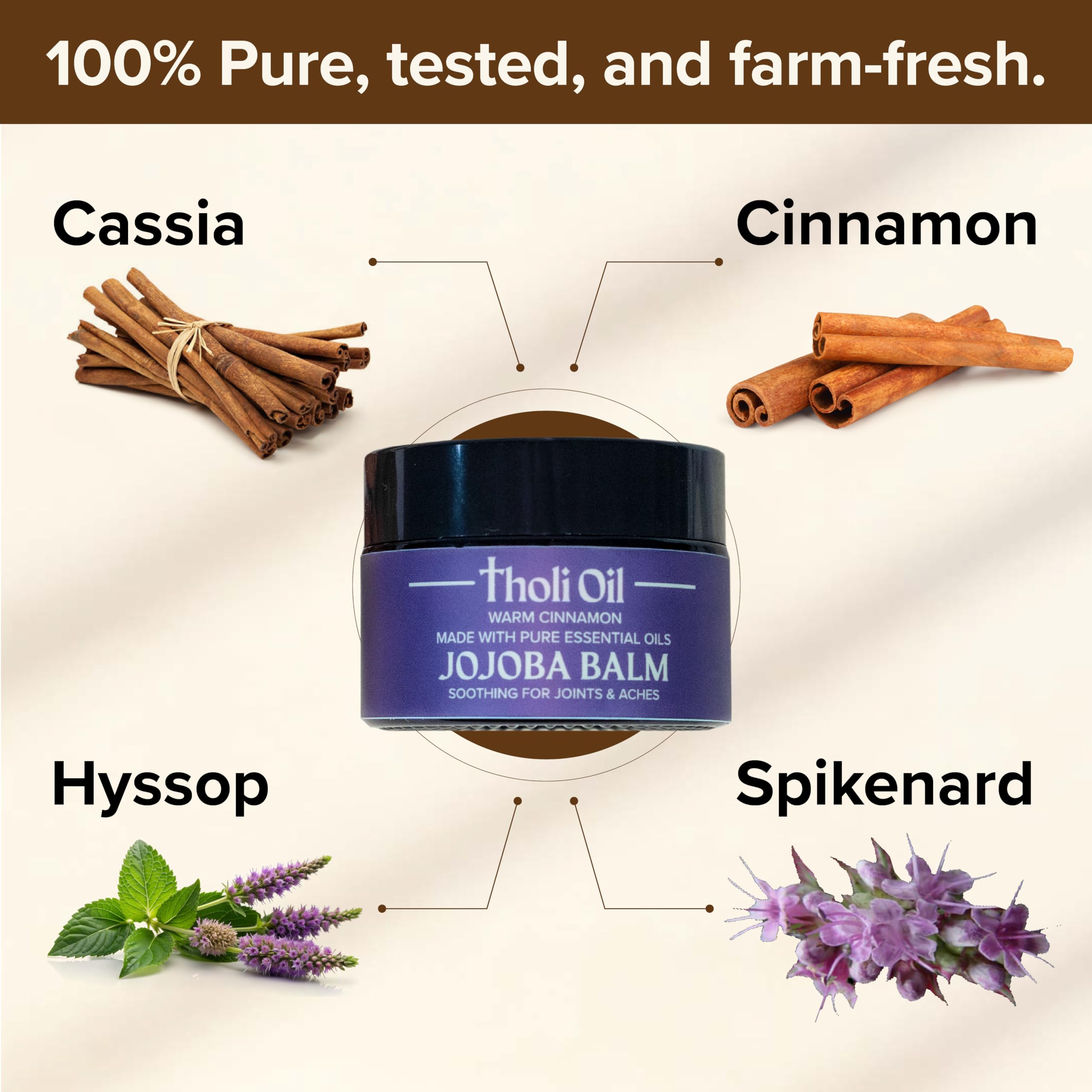 tHOli Plantar Fasciitis Relief Balm – Jojoba Cream with Cinnamon, Cassia, Spikenard & Hyssop – Soothes Heels, Supports Joints & Skin Repair (1oz) Tholi Oil Au supplements
