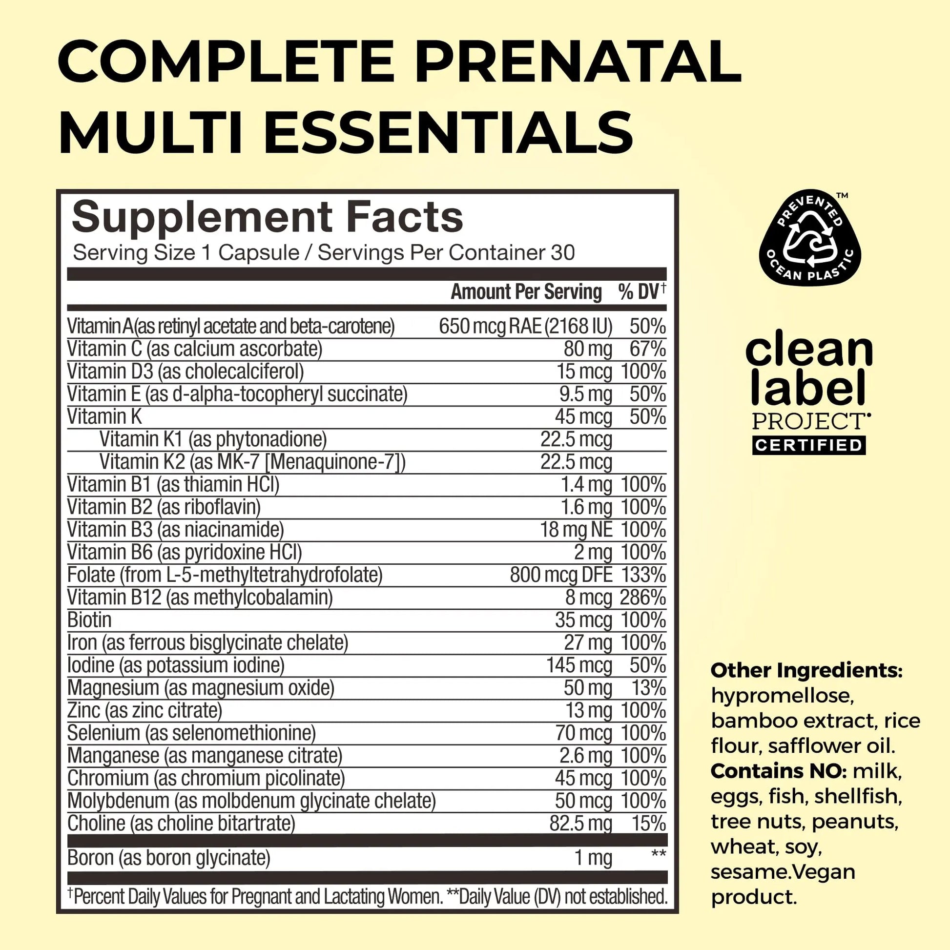 HUM Complete Prenatal Multivitamin for Women with Folate, DHA, and Choline, 23 Nutrients for Daily Support, Gluten Free, Non GMO Supplement for Pre, During, and Post Pregnancy, 30 Vegan Capsules HUM Au supplements
