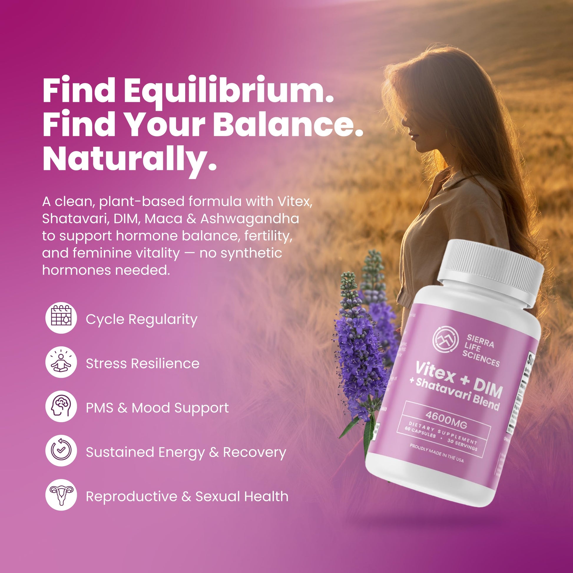 SIERRA LIFE SCIENCES Hormonal Balance Blend for Women – Vitex, DIM, Shatavari + Adaptogenic Support – Menstrual & Menopause Relief – Vegan, Clean-Label Formula – 4600mg – (Pack of 3) SIERRA LIFE SCIENCES Au supplements