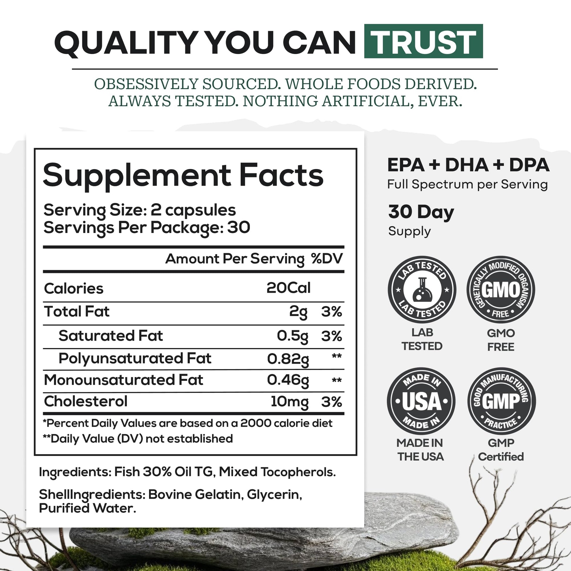 Wild Foods Fish Oil Omega 3 Supplements | 1600 mg | Highly-Potent: DPA, DHA, EPA | Burpless, Odorless, Non-GMO, Gluten Free | For Brain & Heart Health, Joint Support | 60 Capsules (1 pk) | 30 Servings Wild Foods Au supplements
