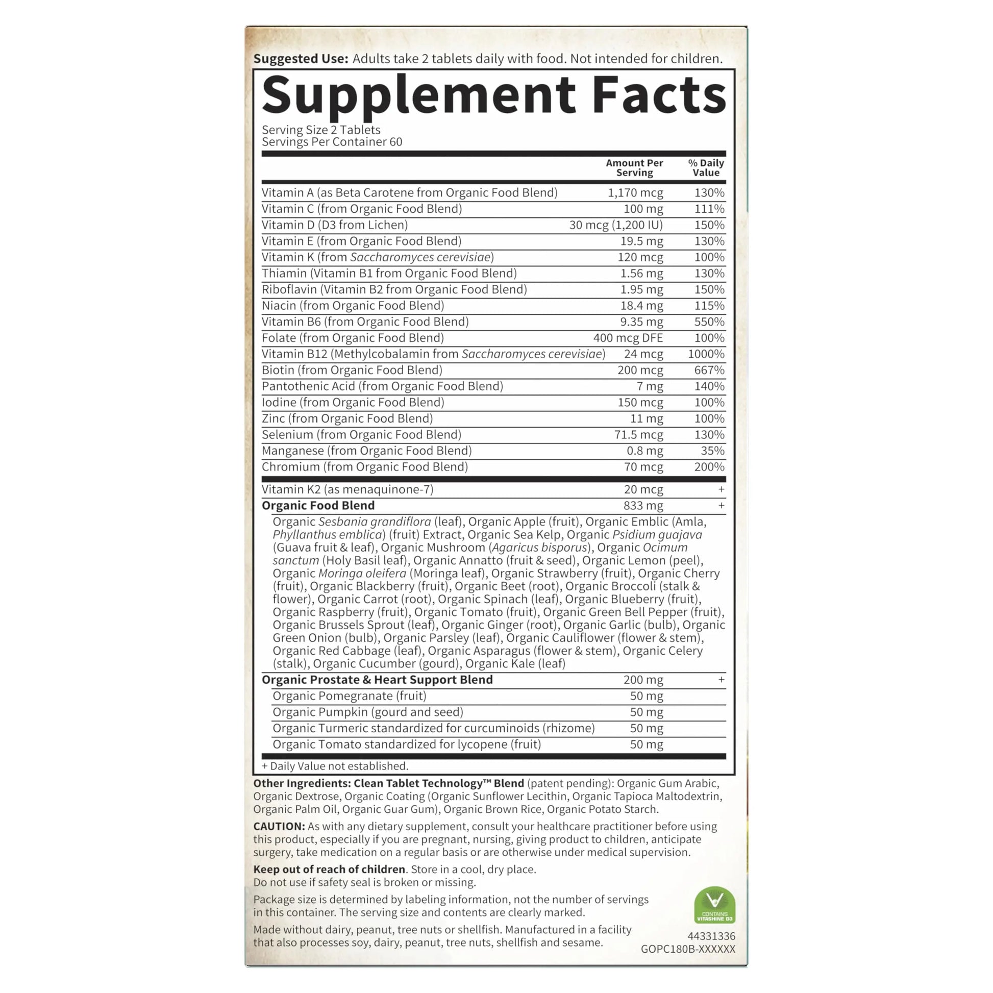 Garden of Life Organics Whole Food Multivitamin for Men 40+ 120 Tablets, Vegan Mens Multi for Health Garden of Life Au supplements