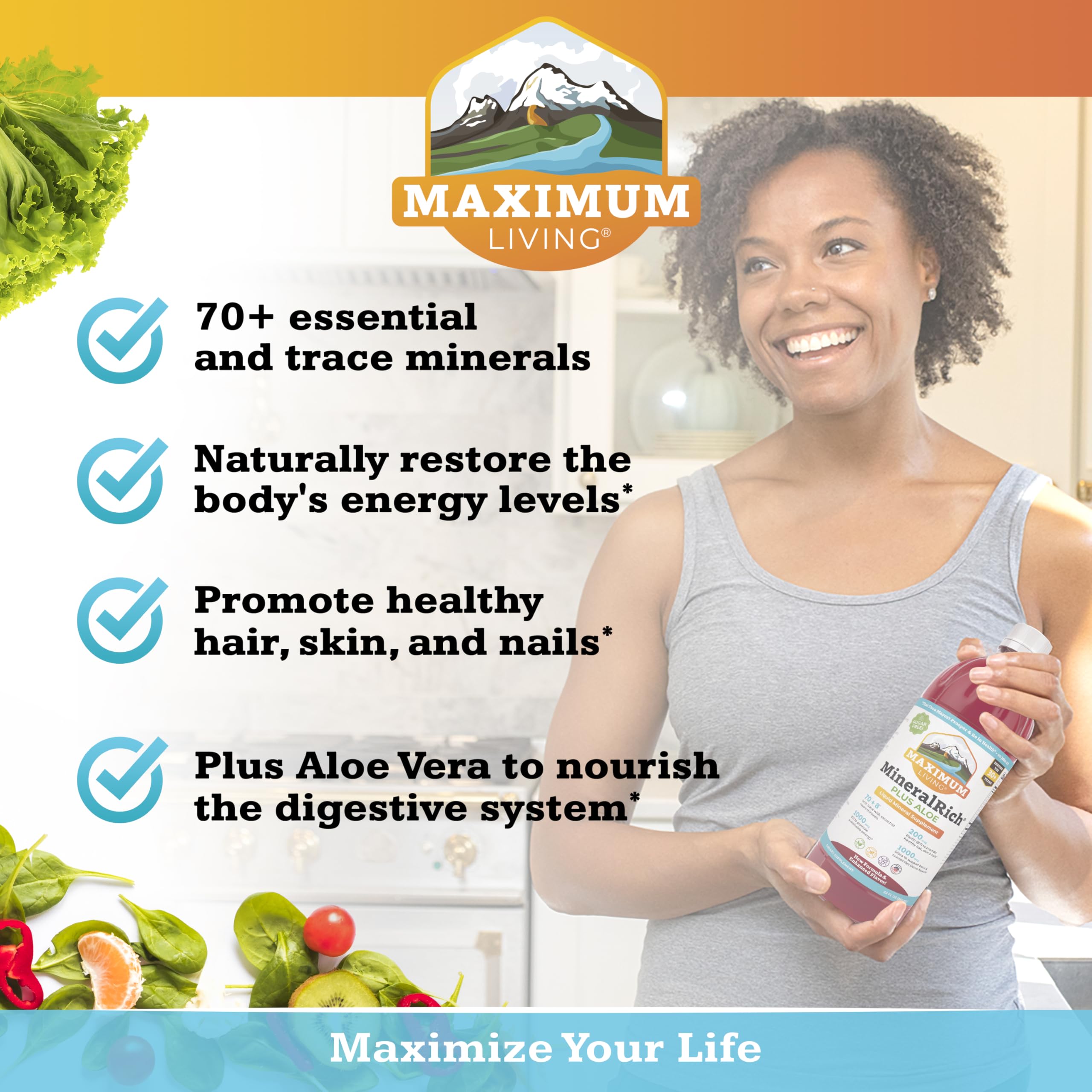 Maximum Living MineralRich Minerals Supplement with Aloe - Liquid Blend of Vitamins and Trace Minerals - 32 oz Maximum Living Au supplements