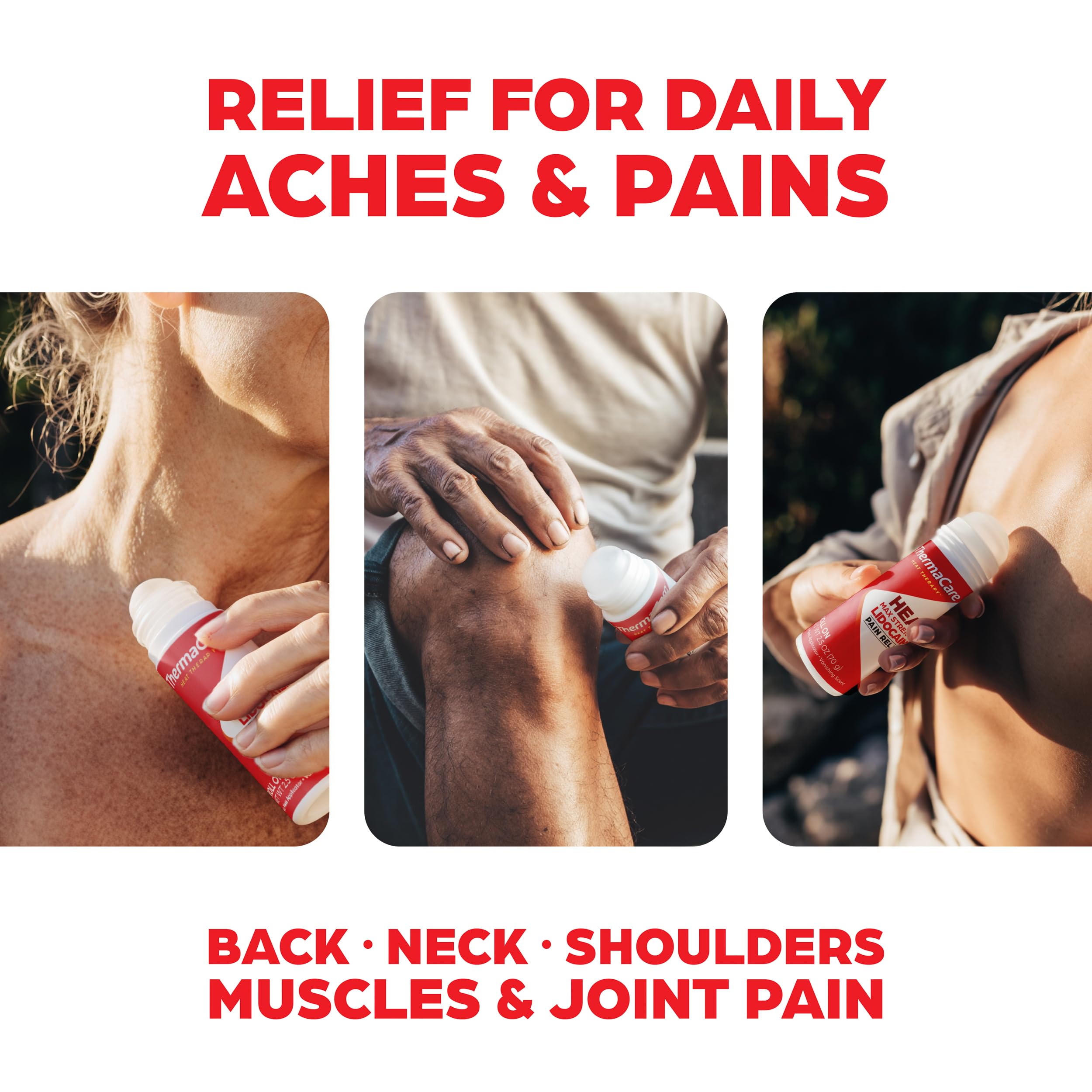 ThermaCare Heat + Max Strength 4% Lidocaine Roll-On - Dual Action Pain Relief with Patented Heatwave Technology - Targeted No-Mess Relief for Back, Neck, Muscles, & Joints ThermaCare Au supplements