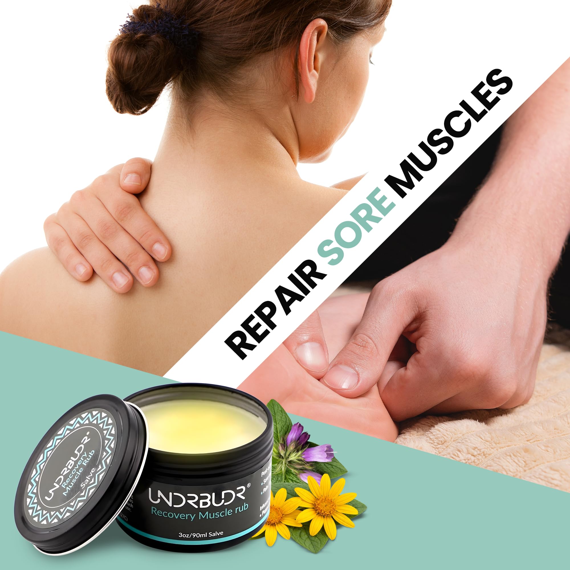UNDRBUDR Post-Activity Recovery Muscle Rub Salve with Arnica, Comfrey & Essential Oils- Balm for Muscle Soreness, Joint Discomfort & Post-Workout Recovery, Natural Formula for Active Lifestyles (3 oz) UNDRBUDR Au supplements