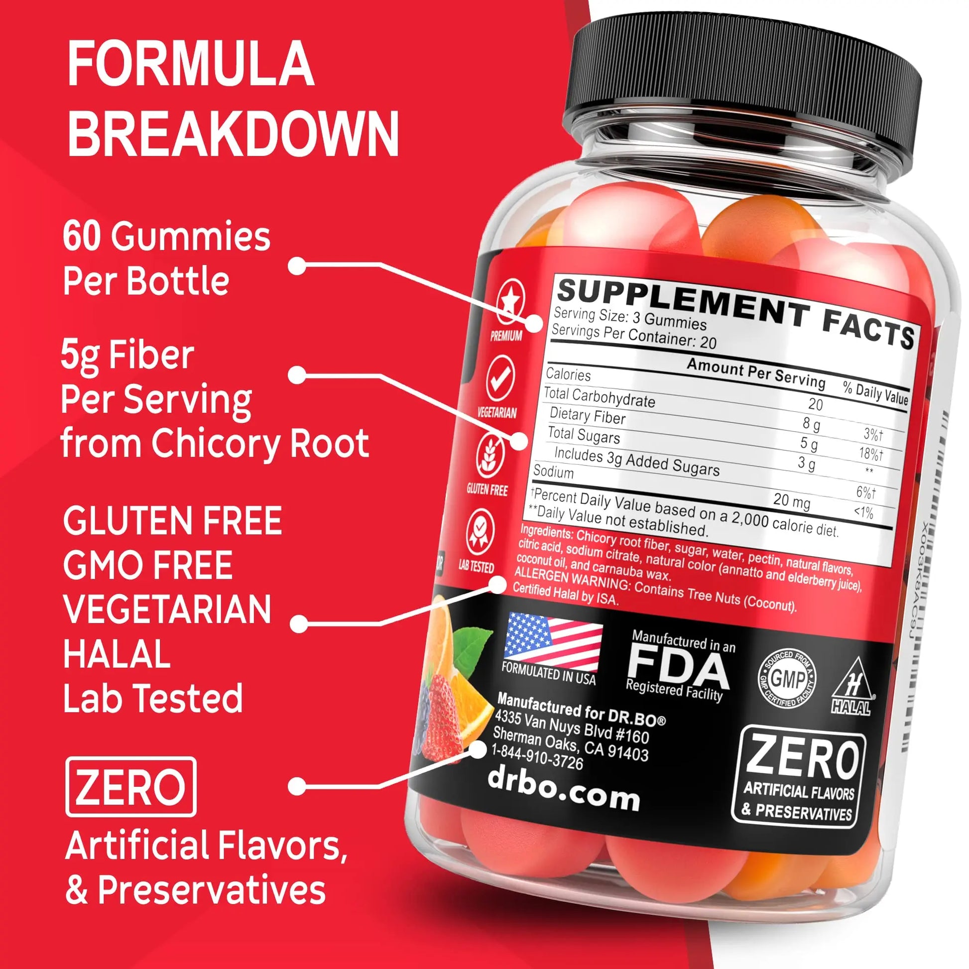 Fiber Gummies for Adults & Kids - Tasty Gummy Prebiotic Fiber Supplement for Max Digest DR. BO Au supplements
