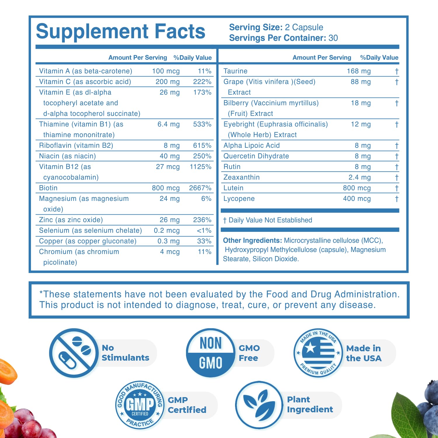 SIGHT EASY - Eye Vitamins & Mineral Supplements with Lutein & Zeaxanthin, Vitamin C, Vitamin E, Zinc and Bilberry for Healthy Vision and Eye Function Support - 60 Capsules, 1 Month Supply Nature’s NutriWave Au supplements