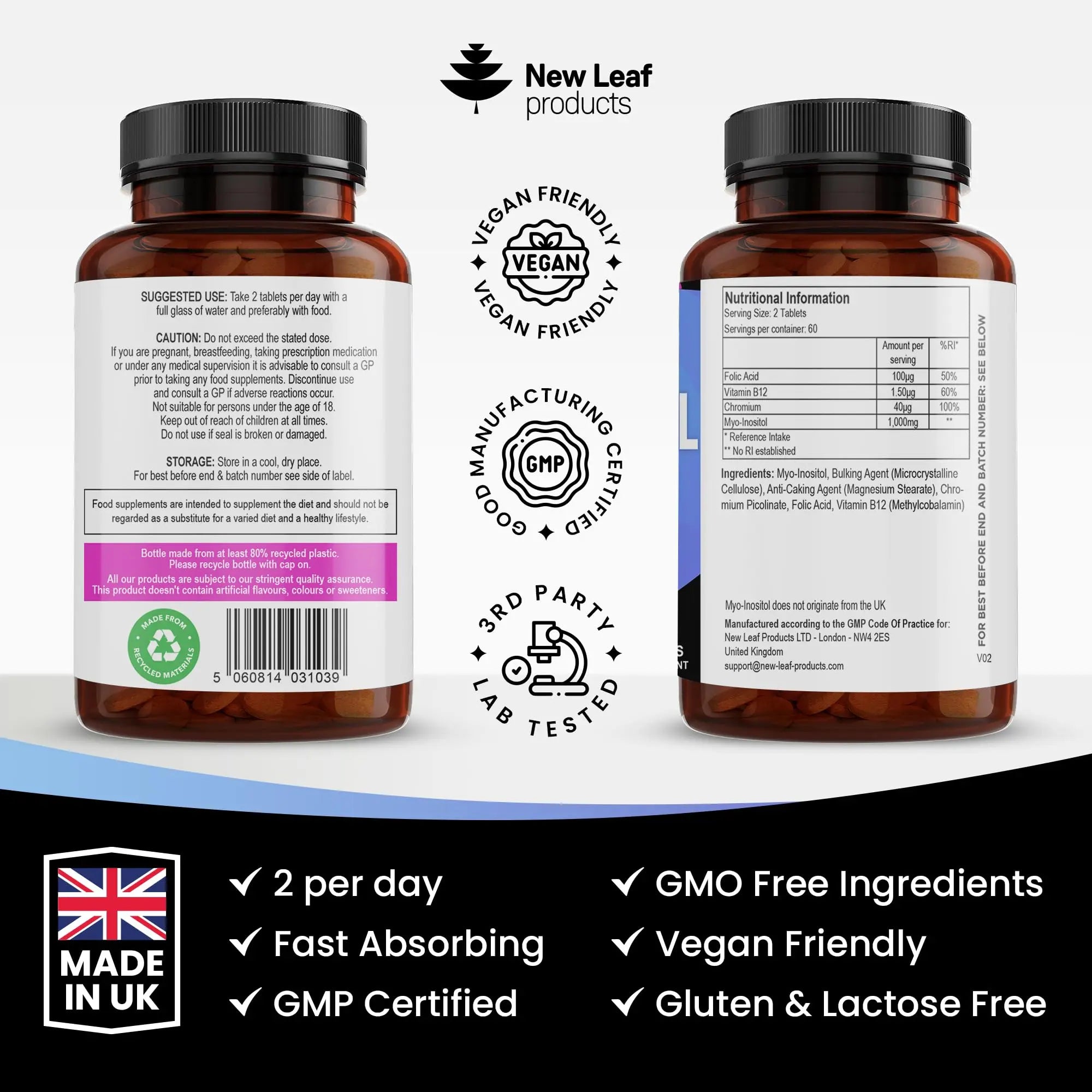 Myo-Inositol PCOS Supplement - Myo Inositol Tablets PCOS Supplement Enriched NEW LEAF PRODUCTS Au supplements