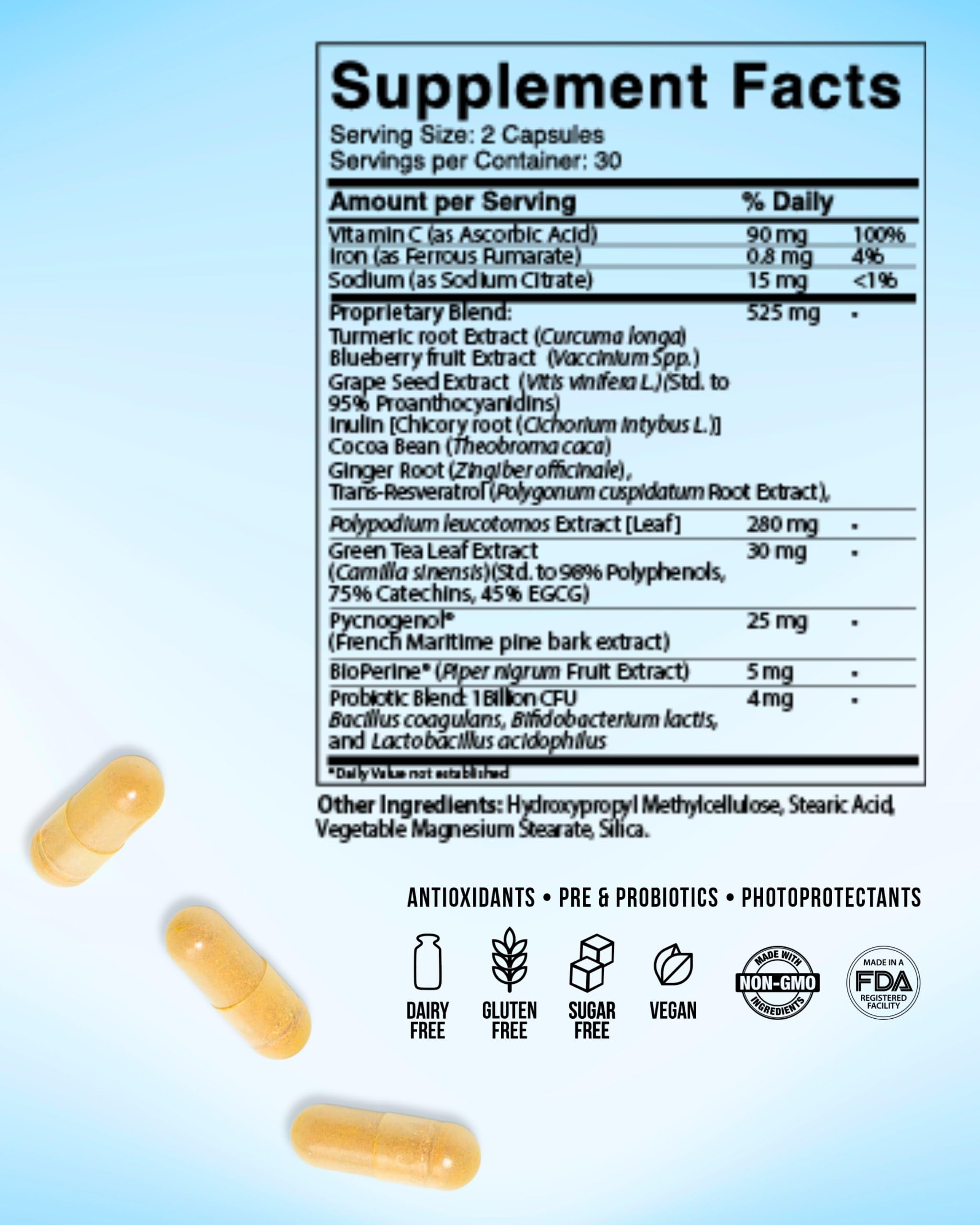 Inner Glow Age Defense Vitamins - Dermatologist and Plastic Surgeon Developed to Fight photoaging and Melasma, Polypodium Leucotomos Antioxidant Formula – Vegan, Gluten-Free – 60 Capsules Inner Glow Au supplements