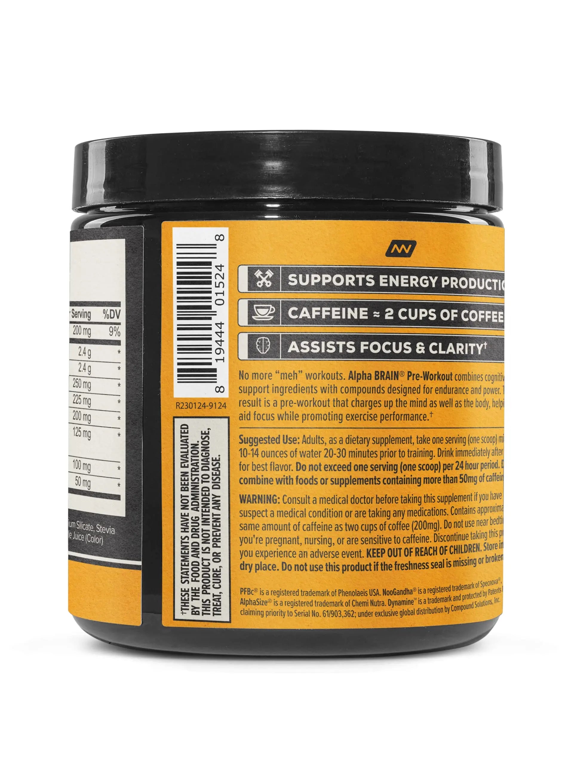 ONNIT Alpha Brain Pre-Workout - Yuzu Peach (20 Serving Tub) ONNIT Au supplements