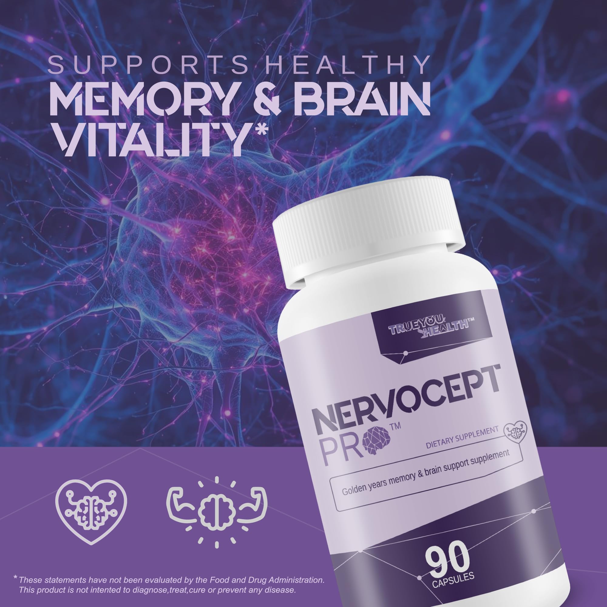 Nervocept Pro - Our Best Nerve Support Capsules - Lions Mane, Magnesium, Vitamin B For Nerve Repair - Vitamin D for Nerves - Lions Mane Memory & Nerve Support - Vitamin B12 Nerve Support True You Health Au supplements