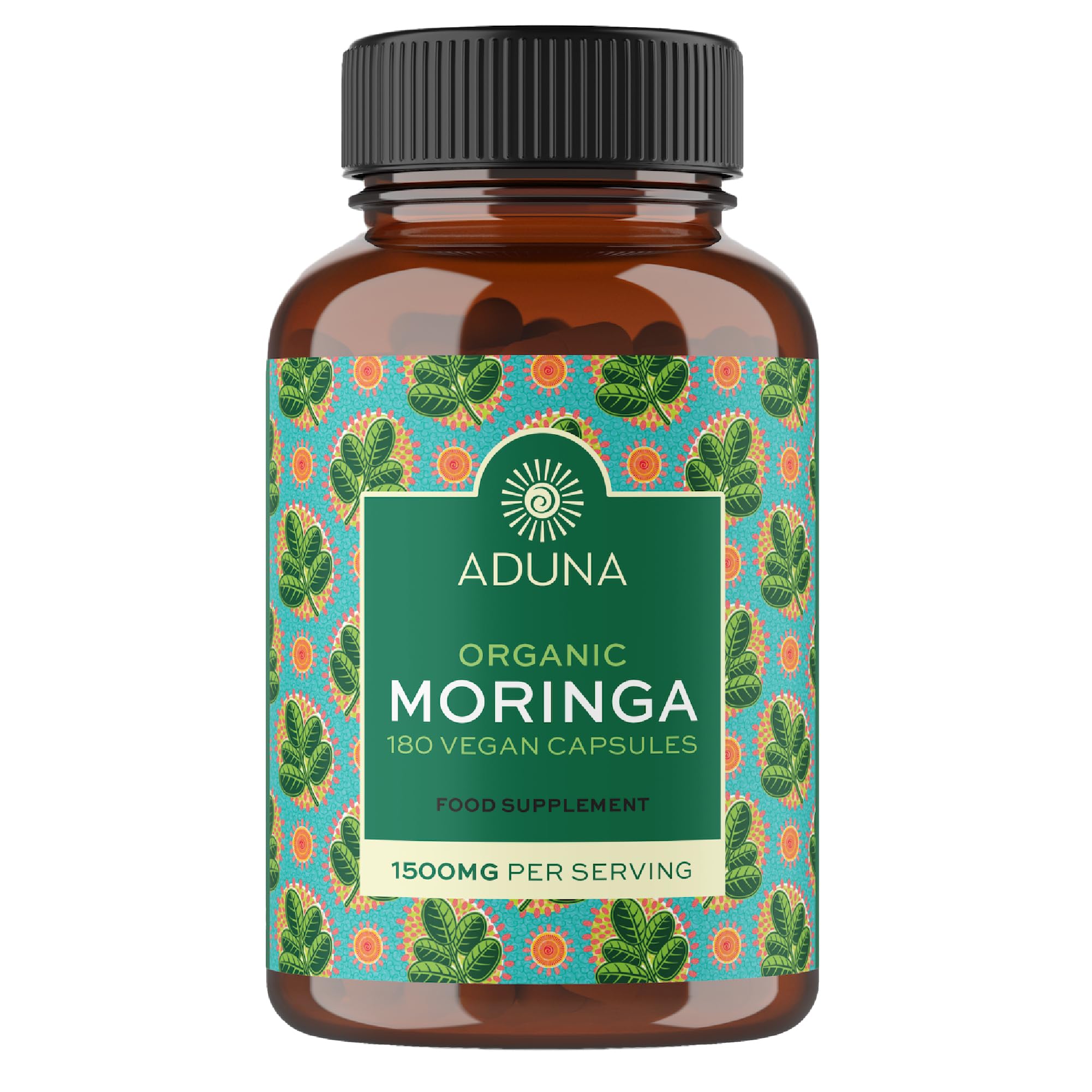 Aduna Organic Moringa Capsules 1500mg | 100% Pure Moringa Leaf for Energy, Immunity & Focus | Natural Plant-Based Food Supplement for Tiredness, Recovery & Breastfeeding | 180 Vegan Capsules Aduna Au supplements