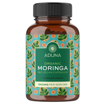 Aduna Organic Moringa Capsules 1500mg | 100% Pure Moringa Leaf for Energy, Immunity & Focus | Natural Plant-Based Food Supplement for Tiredness, Recovery & Breastfeeding | 180 Vegan Capsules Aduna Au supplements