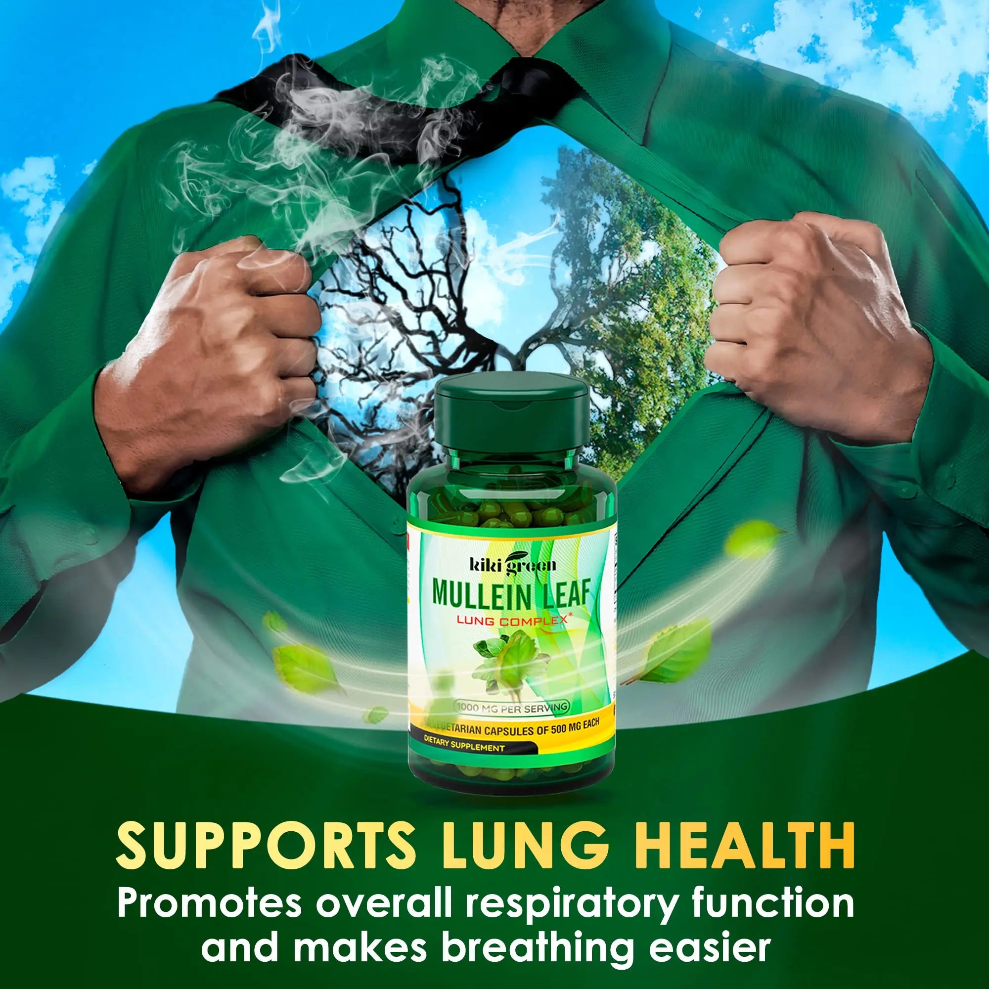 KIKI Green Mullein Leaf Extract Capsules - Herbal Respiratory Supplement - for Lung Cleans KIKI Green Au supplements