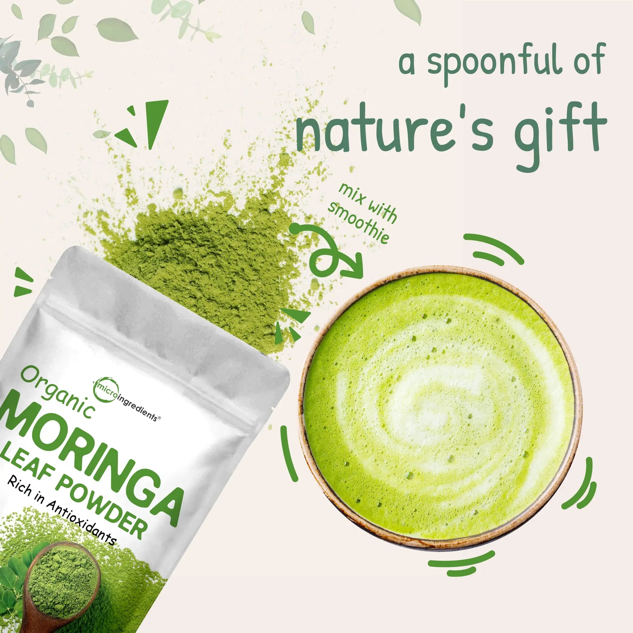 Organic Moringa Oleifera Leaf Powder for Hair, 2 Pounds, Rich in Antioxidants and Immune Micro Ingredients Au supplements