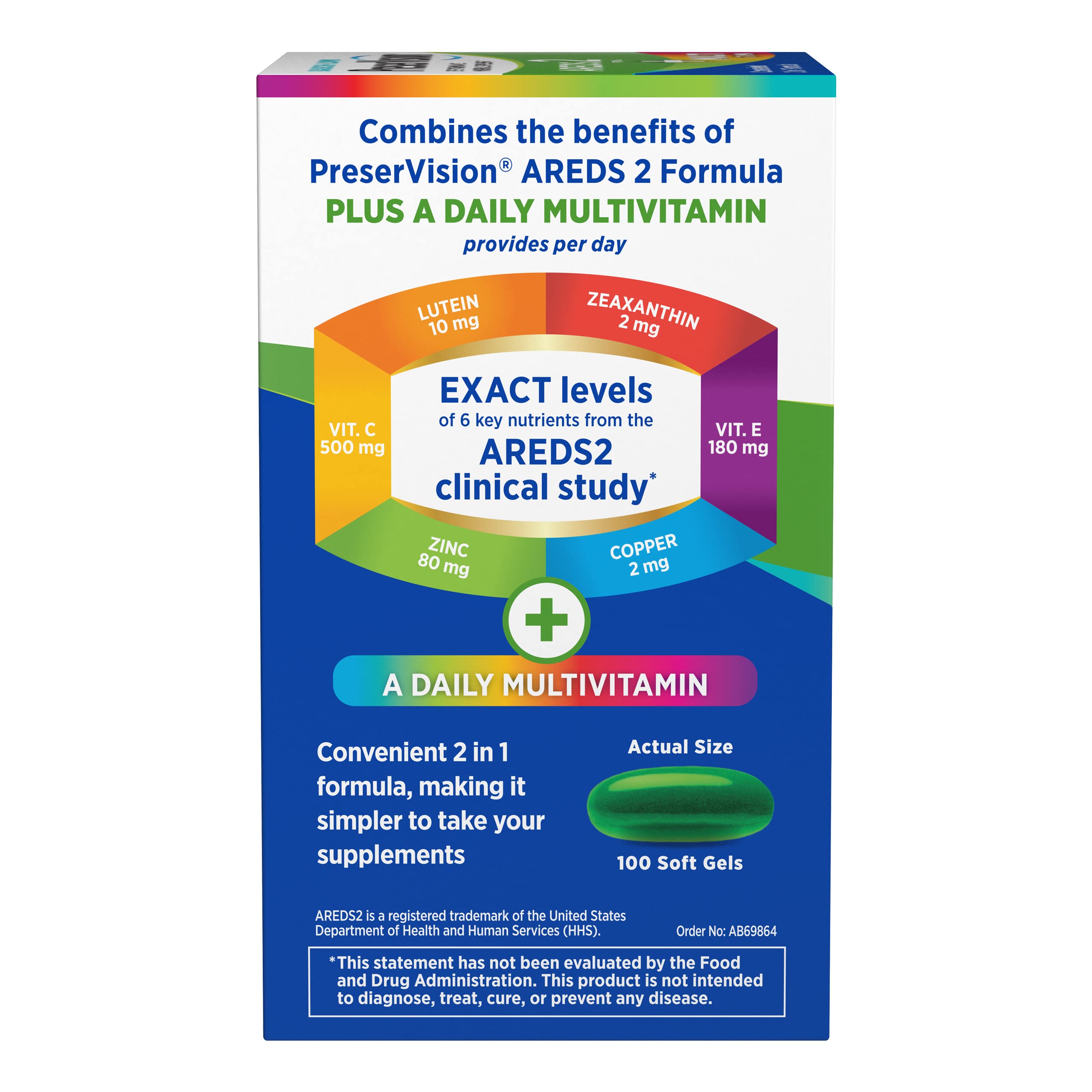 PreserVision AREDS 2 + Multivitamin, #1 Eye Doctor Recommended Brand, 2-in-1 Eye Vitamin with Lutein, Zeaxanthin, Zinc, and Vitamin C, D & E, 100 Softgels PreserVision Au supplements