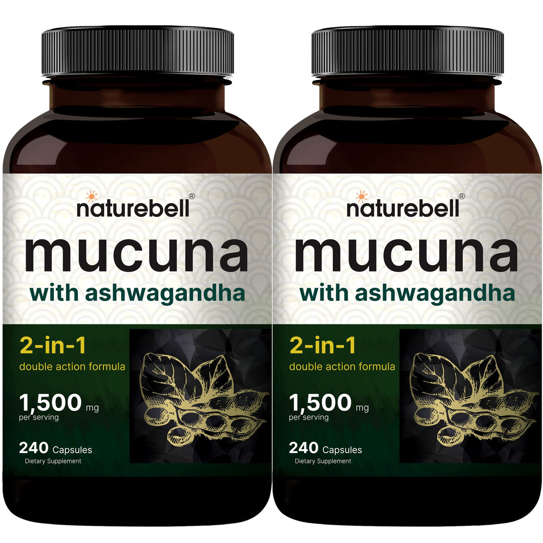 2 Pack NatureBell Mucuna Pruriens Capsules, 1500mg Per Serving, Made with Mucuna NatureBell Au supplements