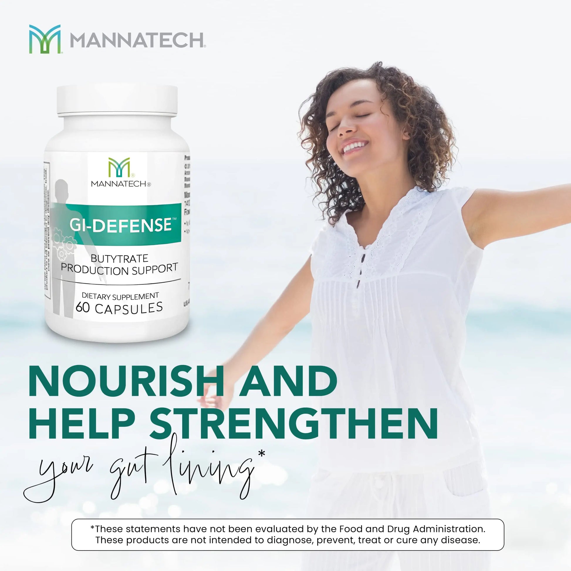 Mannatech Butyrate Supplement - Supports Gut Barrier Function, Intestinal Health, and Digestive Comfort - Promotes Short Chain Fatty Acid Production, Immune Support Supplement GI-Defense 60 Capsules Mannatech Au supplements