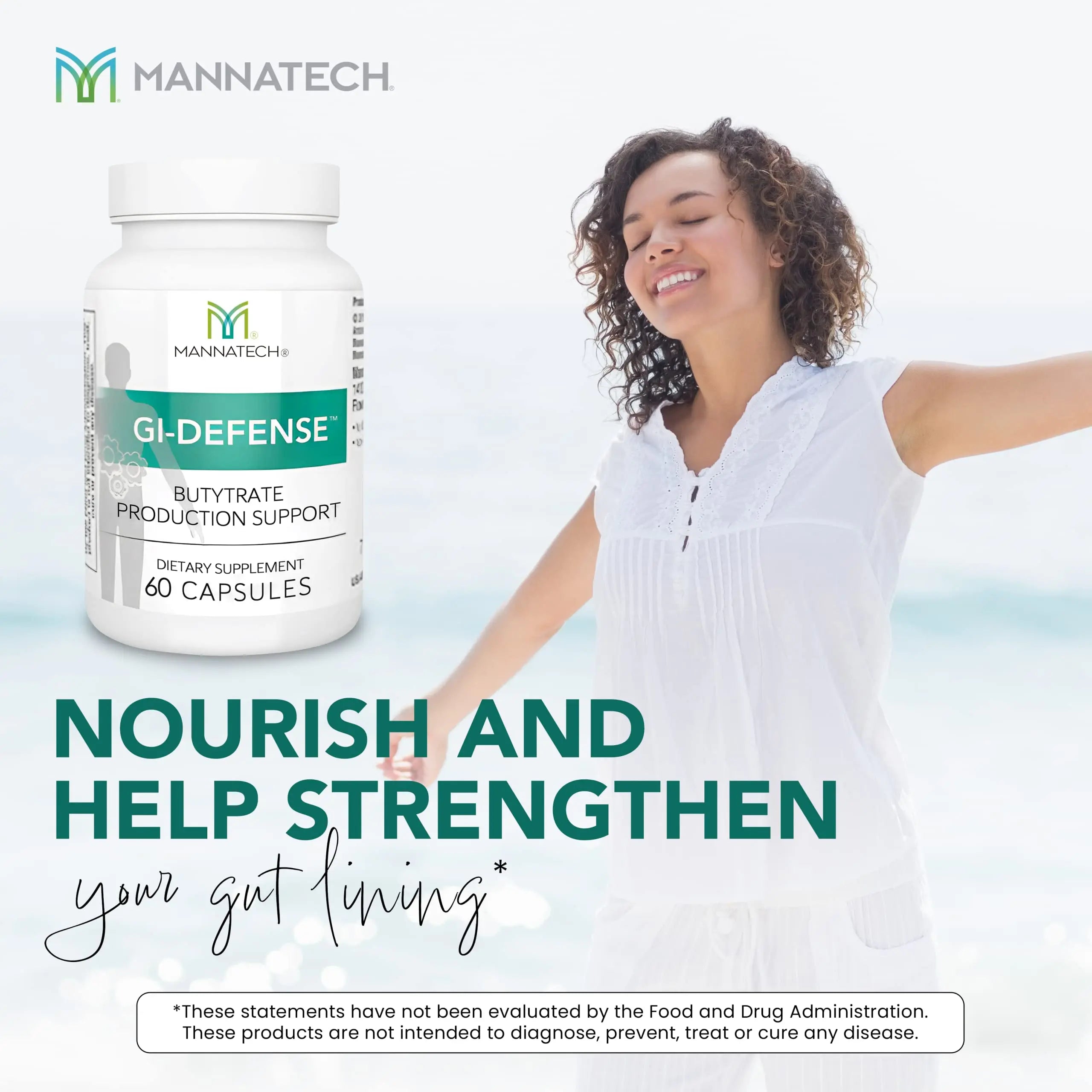 Mannatech Butyrate Supplement - Supports Gut Barrier Function, Intestinal Health, and Digestive Comfort - Promotes Short Chain Fatty Acid Production, Immune Support Supplement GI-Defense 60 Capsules Mannatech Au supplements