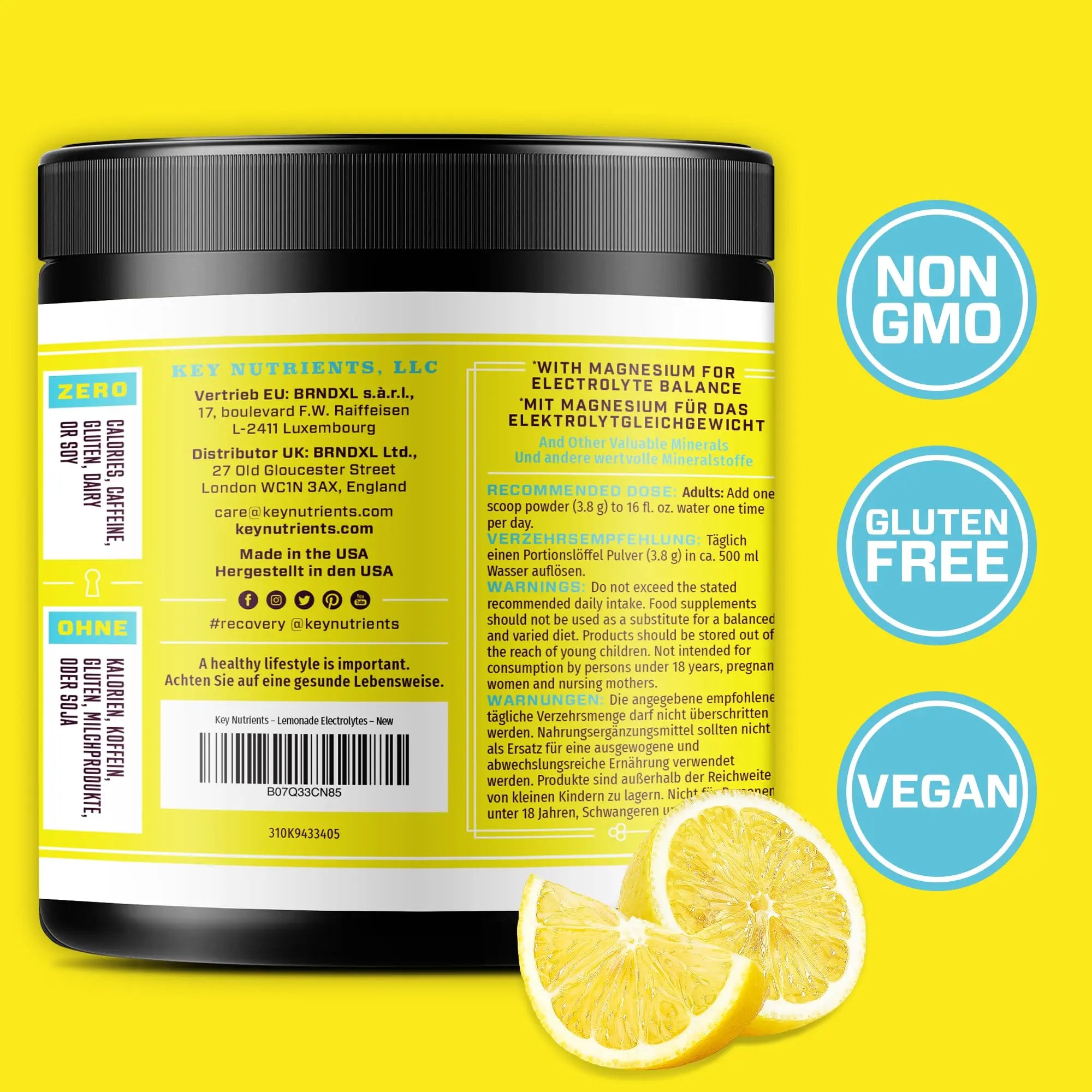 Key Nutrients Electrolytes Hydration Powder - Refreshing Lemonade Drink Mix KEY NUTRIENTS Au supplements