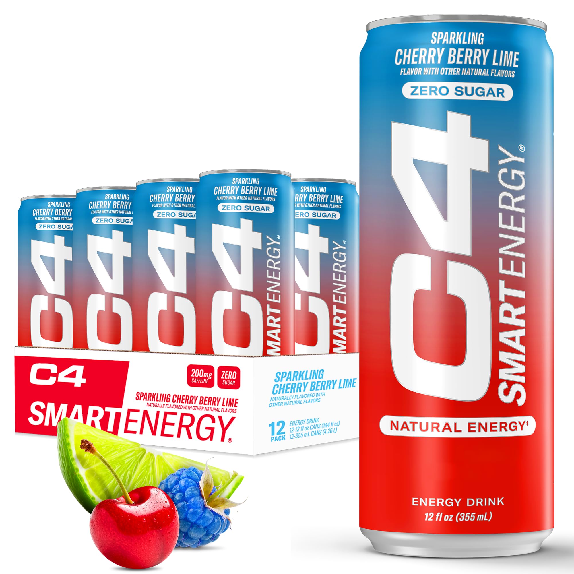 Cellucor C4 Smart Energy Drink - Sugar Free Performance Fuel & Nootropic Brain Booster, Coffee Substitute or Alternative | Cherry Berry Lime 12 Oz - 12 Pack C4 Au supplements